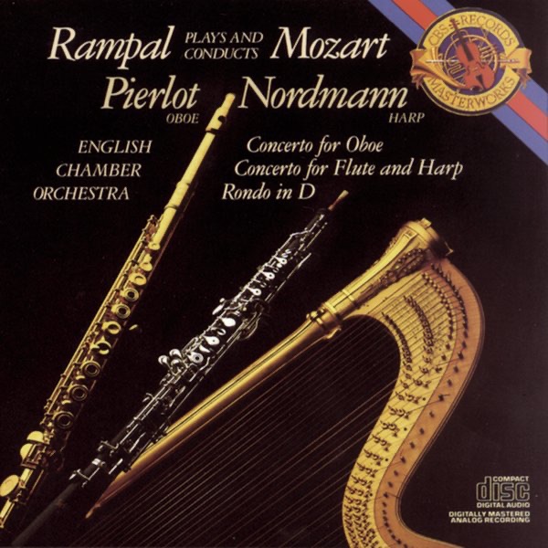 Mozart: Oboe Concerto, Concerto for Flute and Harp and Rondo in D by English Chamber Orchestra, Jean-Pierre Rampal, Marielle Nordmann & Pierre Pierlot album cover