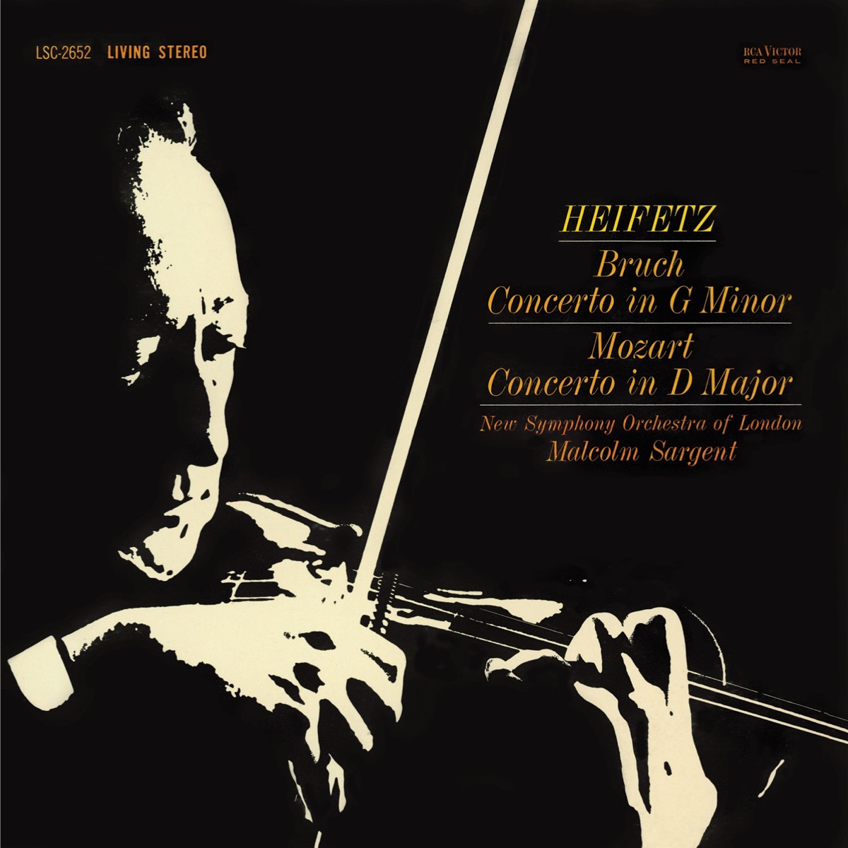 Bruch: Violin Concerto No. 1 in G Minor, Op. 26 - Mozart: Violin Concerto No. 4, K.218, in D by Jascha Heifetz, Sir Malcolm Sargent & The New Symphony Orchestra Of London album cover