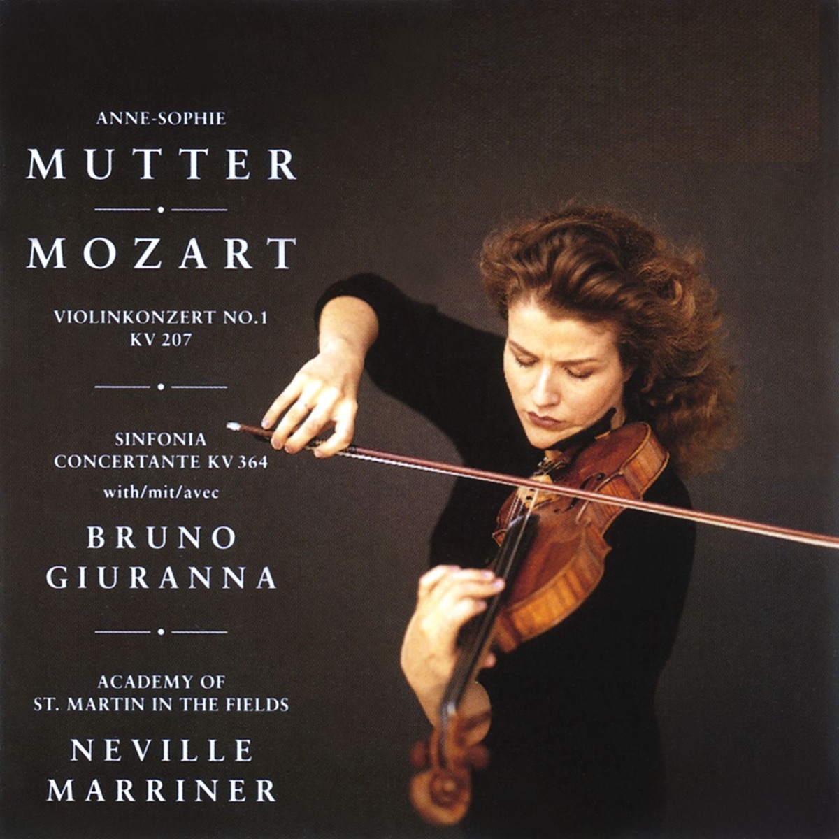 Anne-Sophie Mutter - Mozart: Violin Concerto No. 1, Sinfonia Concertante K. 364 by Academy of St Martin in the Fields, Anne-Sophie Mutter, Bruno Giuranna & Sir Neville Marriner album cover
