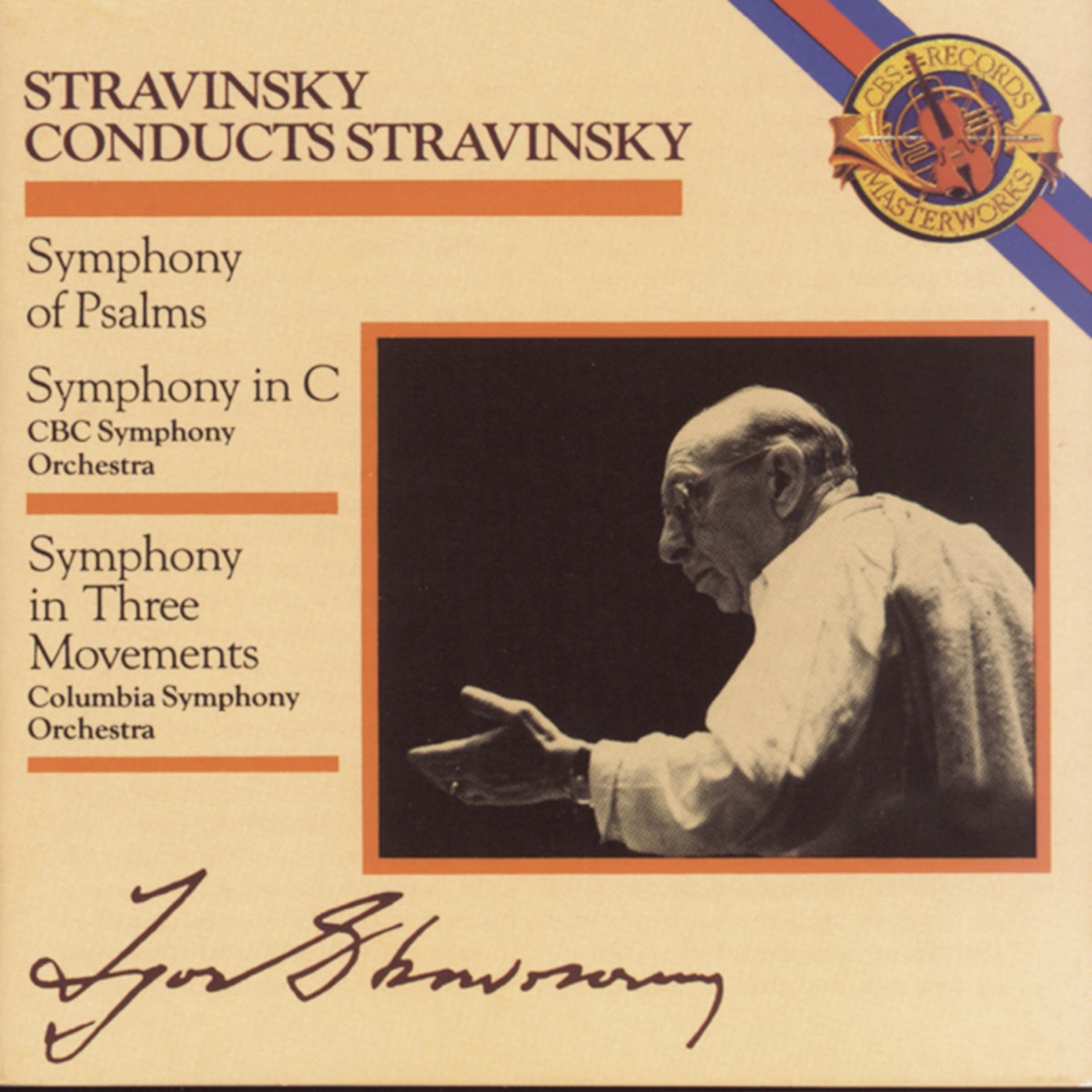 Stravinsky Conducts Stravinsky: Symphony in Three Movements, Symphony in C & Symphony of Psalms by CBC Symphony Orchestra, Columbia Symphony Orchestra, Elmer Iseler & Festival Singers of Toronto album cover