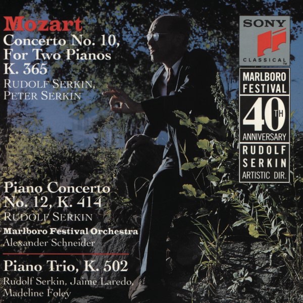 Mozart: Concerto No. 10 for Two Pianos and Orchestra, Concerto for Piano and Orchestra, K. 414, Trio for Piano, Violin and Cello, K. 502 by Peter Serkin, Jaime Laredo & Marlboro Festival Orchestra album cover