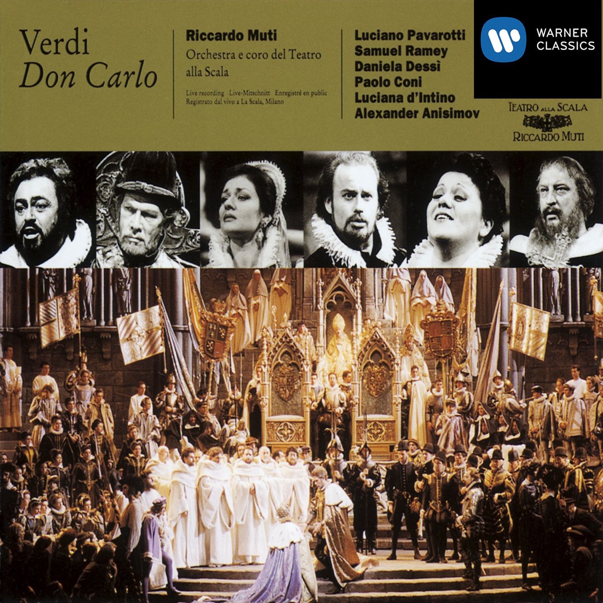 Verdi: Don Carlo by Alexander Anisimov, Coro del Teatro alla Scala di Milano, Daniella Dessi, Luciana D'Intino, Teatro Alla Scala Orchestra, Paolo Coni, Riccardo Muti & Samuel Ramey album cover