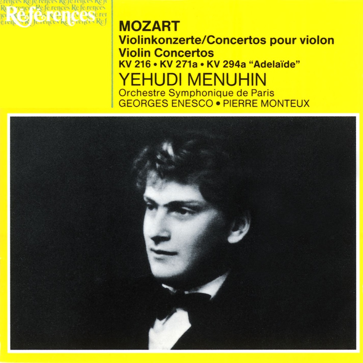 Mozart: Violin Concertos by George Enescu, Orchestre Symphonique De Paris, Pierre Monteux & Yehudi Menuhin album cover