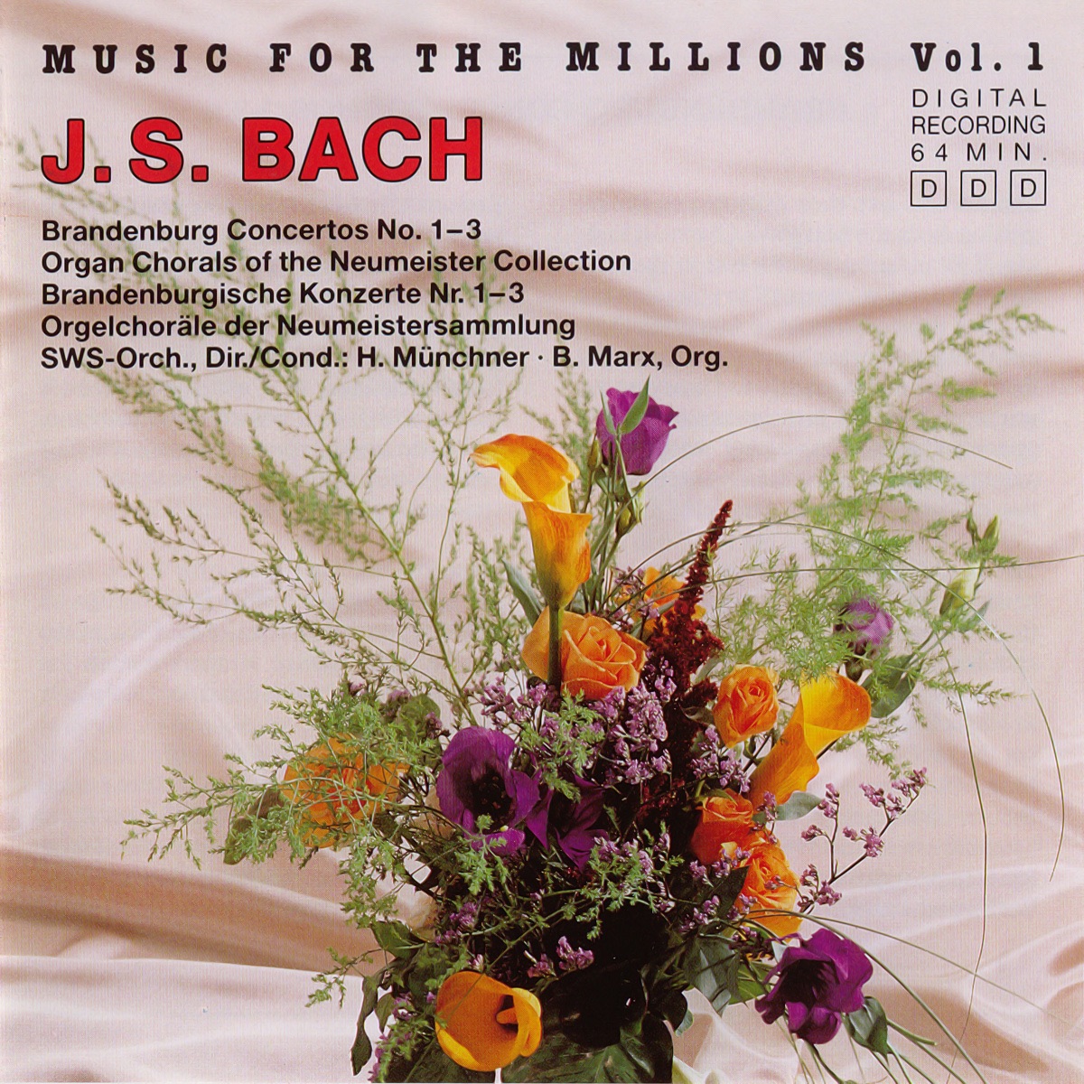 Music For The Millions Vol. 1 - J. S. Bach by Southwest Studio Orchestra, Heribert Muenchner & Bernhard Marx album cover