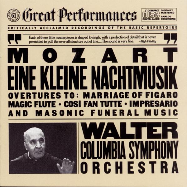 Mozart: Eine Kleine Nachtmusik; Opera Overtures; Masonic Funeral Music by Bruno Walter & Columbia Symphony Orchestra album cover