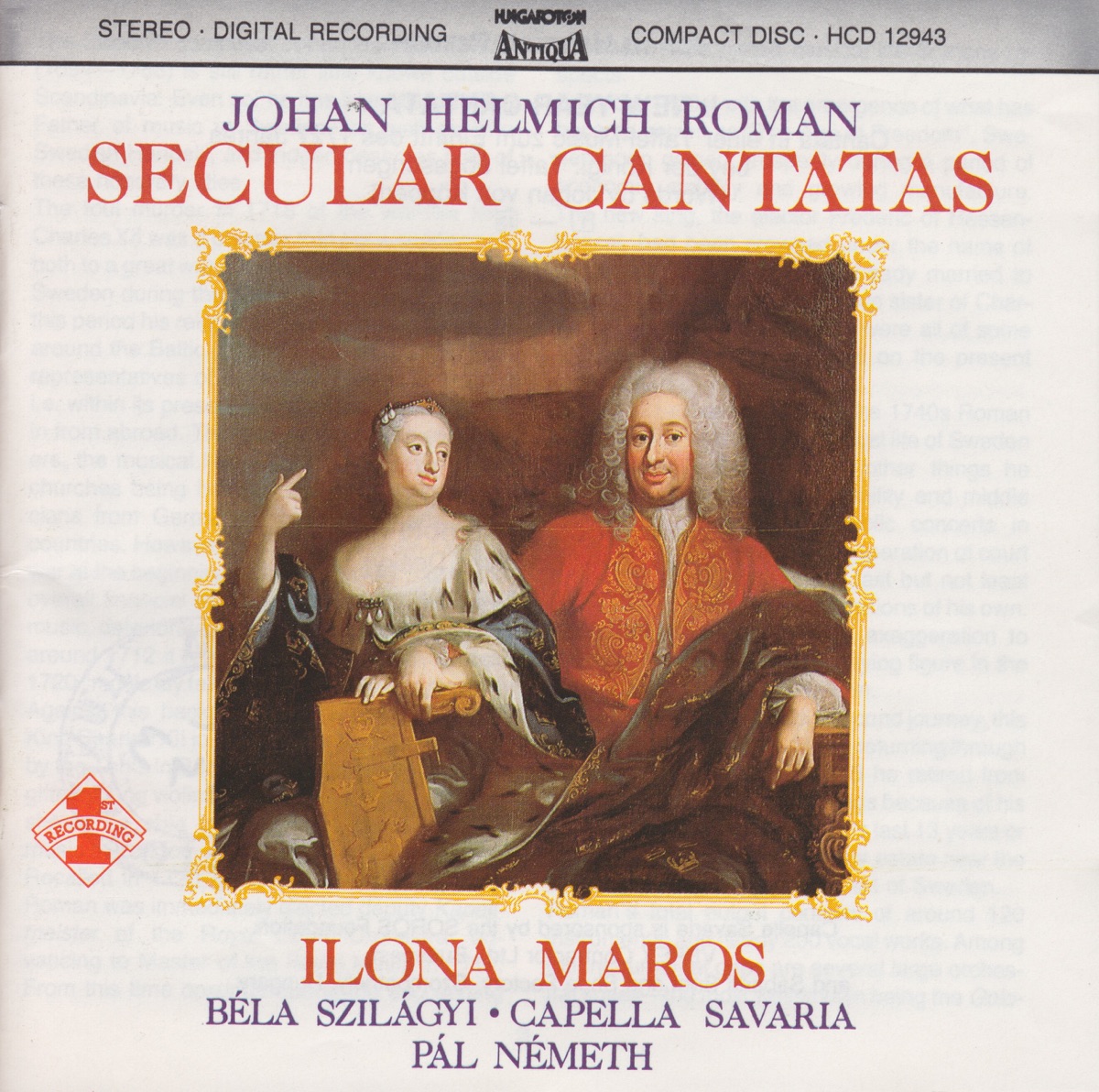 J. M. Roman: Secular Cantatas by Ilona Maros, Béla Szilágyi, Savaria Vocal Ensemble, Capella Savaria & Pál Németh album cover
