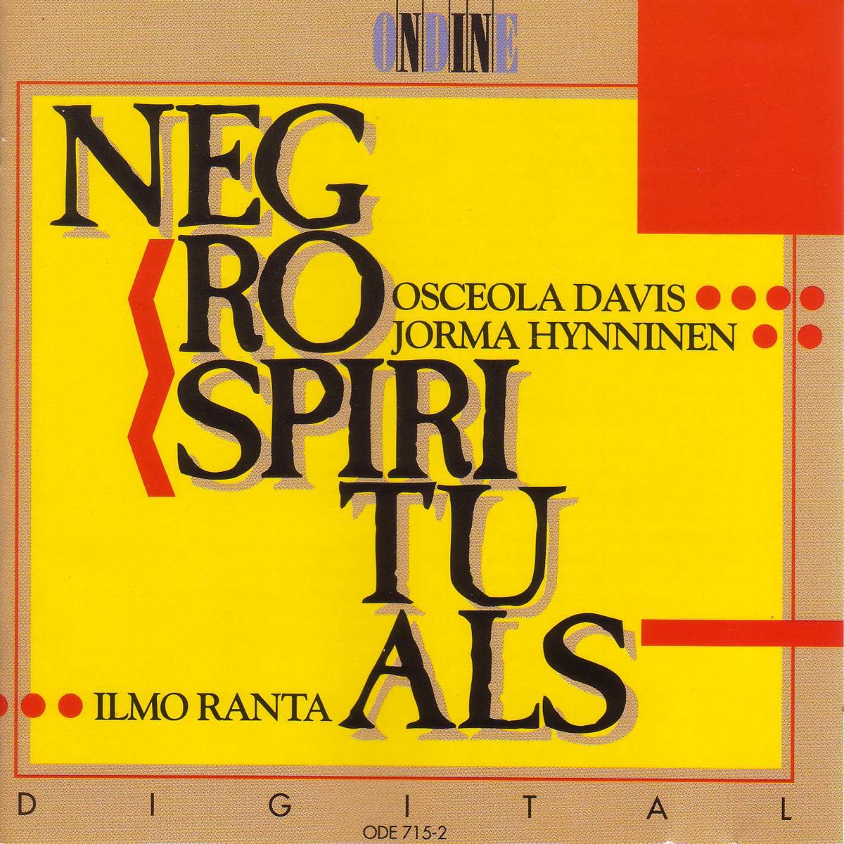 Negro Spirituals by Ilmo Ranta, Osceola Davis & Jorma Hynninen album cover
