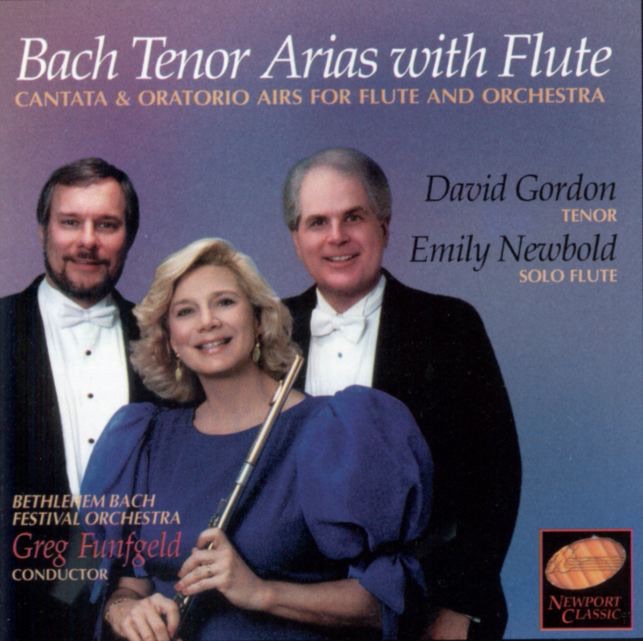 Bach: Tenor Arias with Flute (Cantata & Oratorio Airs for Flute and Orchestra) by Bethlehem Festival Orchestra, David Gordon, Emily Newbold & Greg Funfgeld album cover