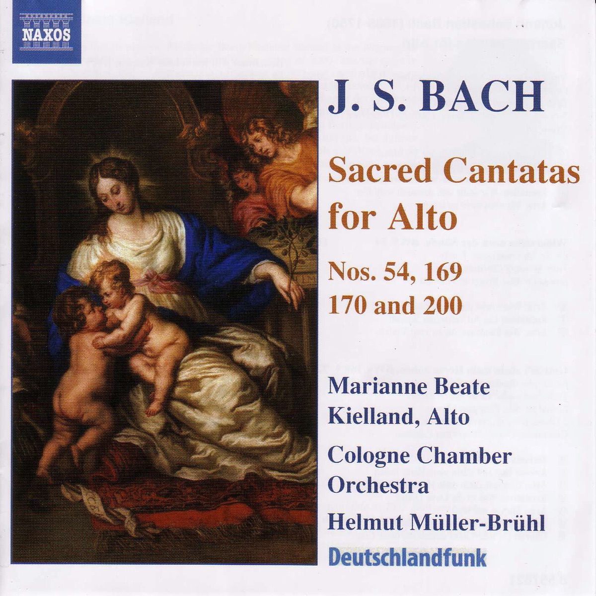 Bach: Sacred Cantatas for Alto Nos. 54, 169, 170 and 200 by Cologne Chamber Orchestra, Helmut Müller-Brühl & Marianne Beate Kielland album cover