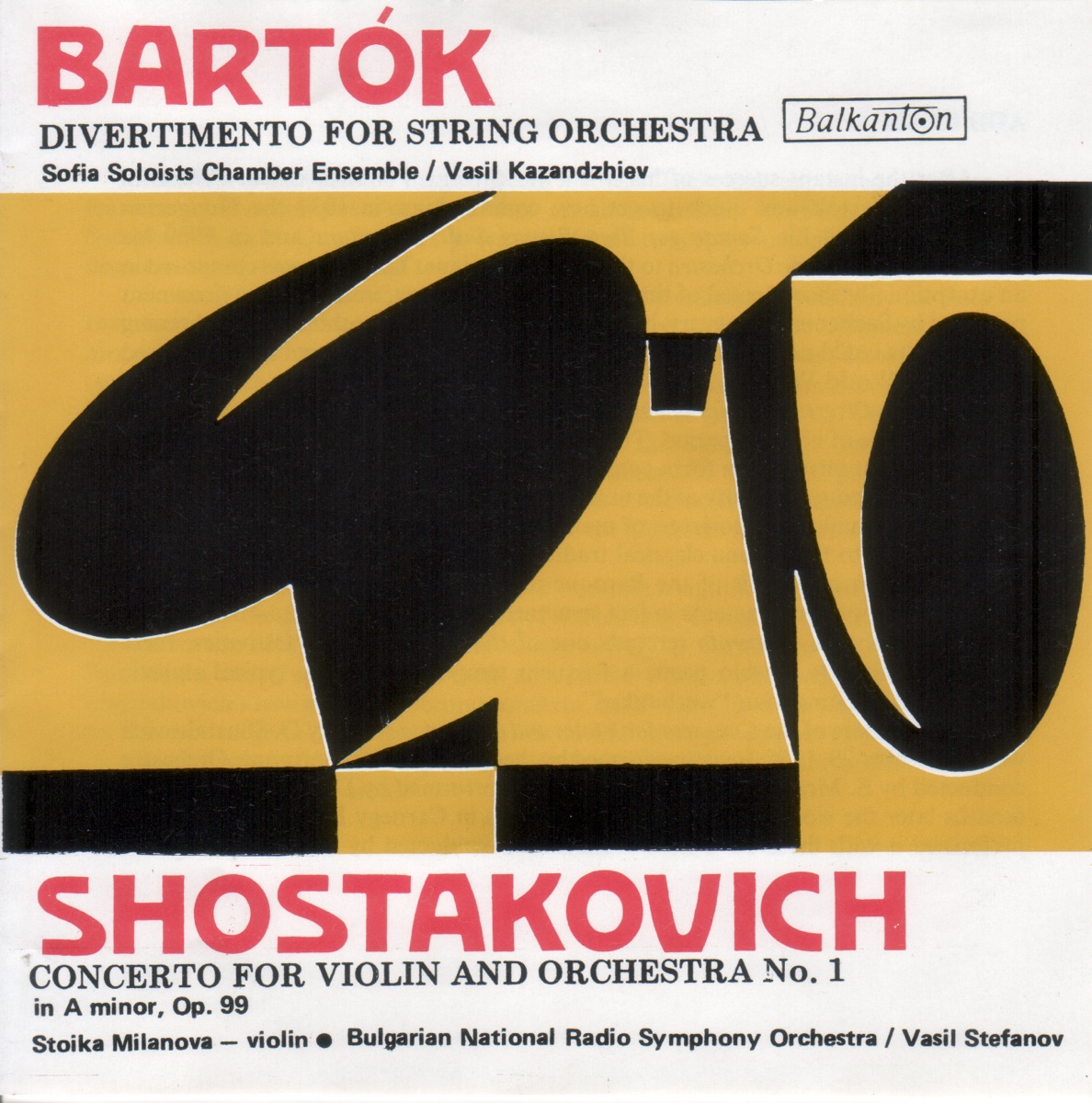 Bartók: Divertimento for String Orchestra - Shostakovich: Concerto for Violin and Orchestra No. 1 by Bulgarian National Radio Symphony Orchestra & Stoika Milanova album cover