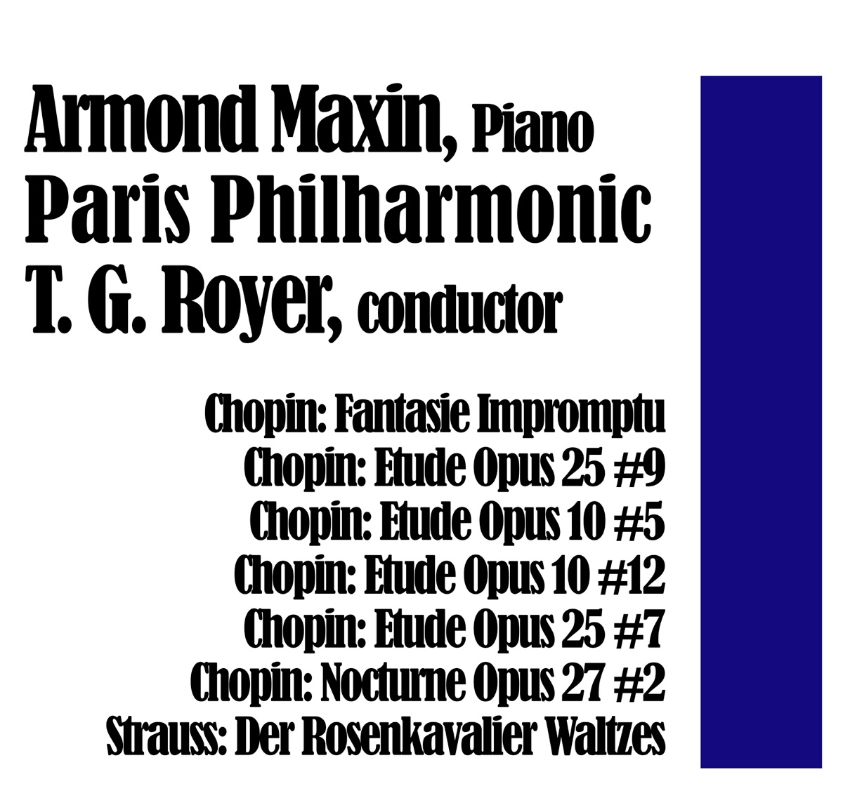Chopin: Fantasie Impromptu / Etude Opus 25 #9 / Etude Opus 10 #5 / Etude Opus 10 #12 / Etude Opus 25 #7 / Nocturne Opus 27 #2 / Strauss: Der Rosenkavalier Waltzes by Armond Maxin & Paris Philharmonic album cover