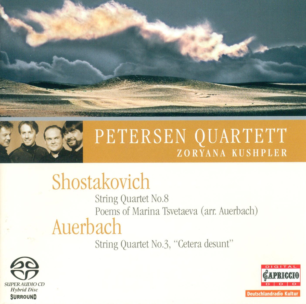 Shostakovich: String Quartet No. 8 & 6 Verses - Auerbach: Sonnet for String Quartet No. 3 by Petersen Quartet & Zoryana Kushpler album cover