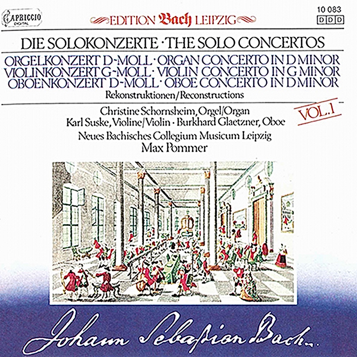 Bach: Solo Concertos, Vol. 1 by Christine Schornsheim, New Bach Collegium Musicum Leipzig, Max Pommer, Karl Suske & Burkhard Glaetzner album cover
