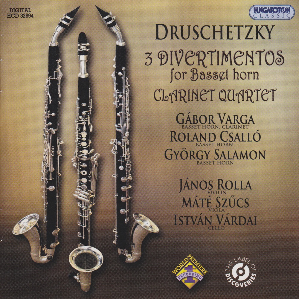 3 Divertimentos for Basset Horn (Hungaroton Classics) by Máté Szűcs, János Rolla, György Salamon, Roland Csalló, Gábor Varga & István Várdai album cover