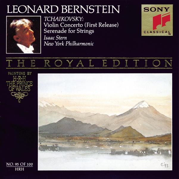 Tchaikovsky: Concerto for Violin and Orchestra & Serenade for Strings by Leonard Bernstein, Isaac Stern & New York Philharmonic album cover