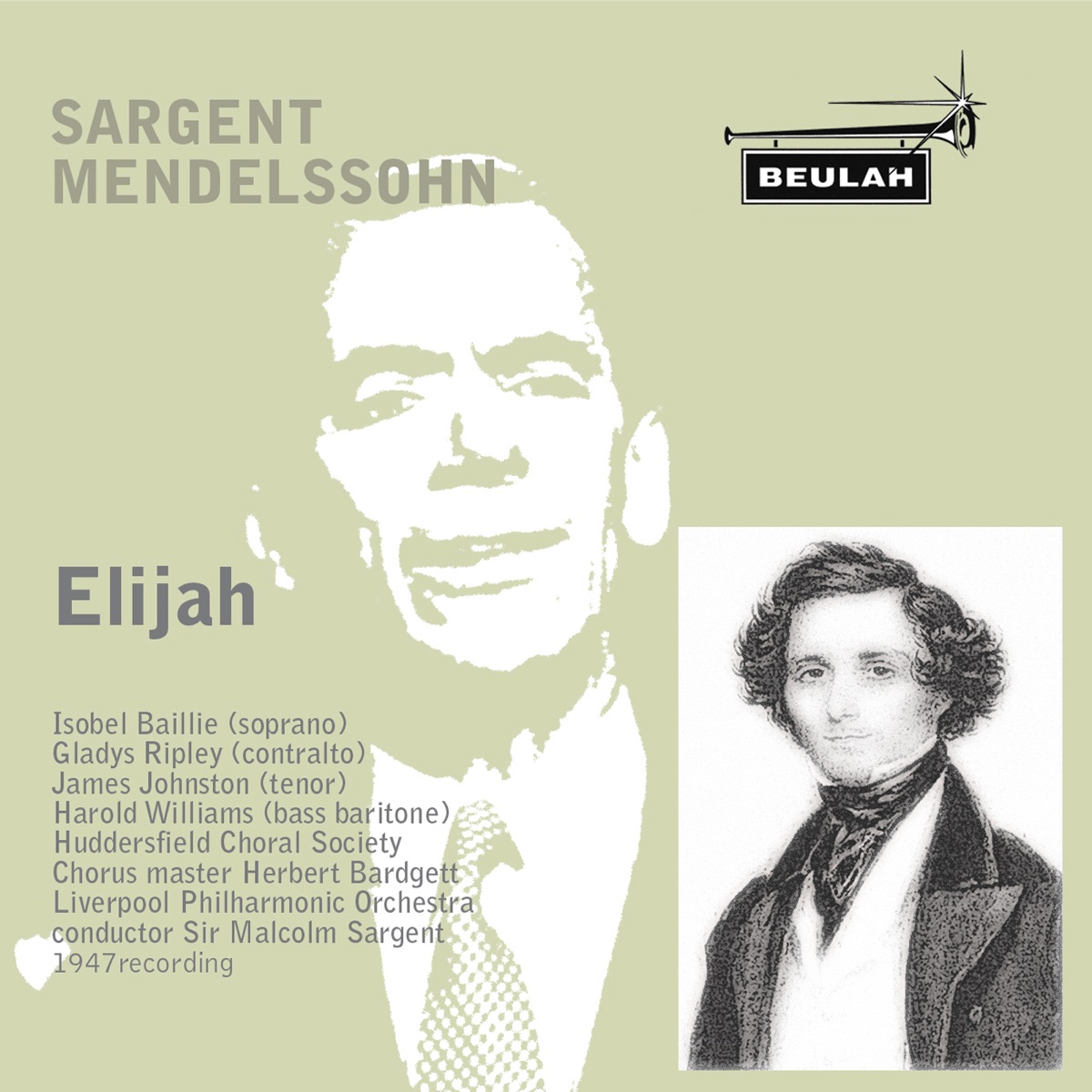 Elijah by Sir Malcolm Sargent, Liverpool Philharmonic Orchestra & Huddersfield Choral Society album cover