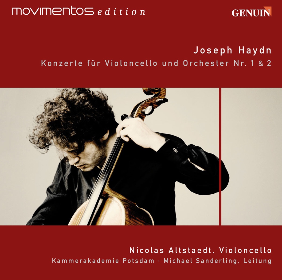 Haydn, F.J.: Cello Concertos Nos. 1 and 2: GENUIN - movimentos edition by Kammerakademie Potsdam, Nicolas Altstaedt & Michael Sanderling album cover