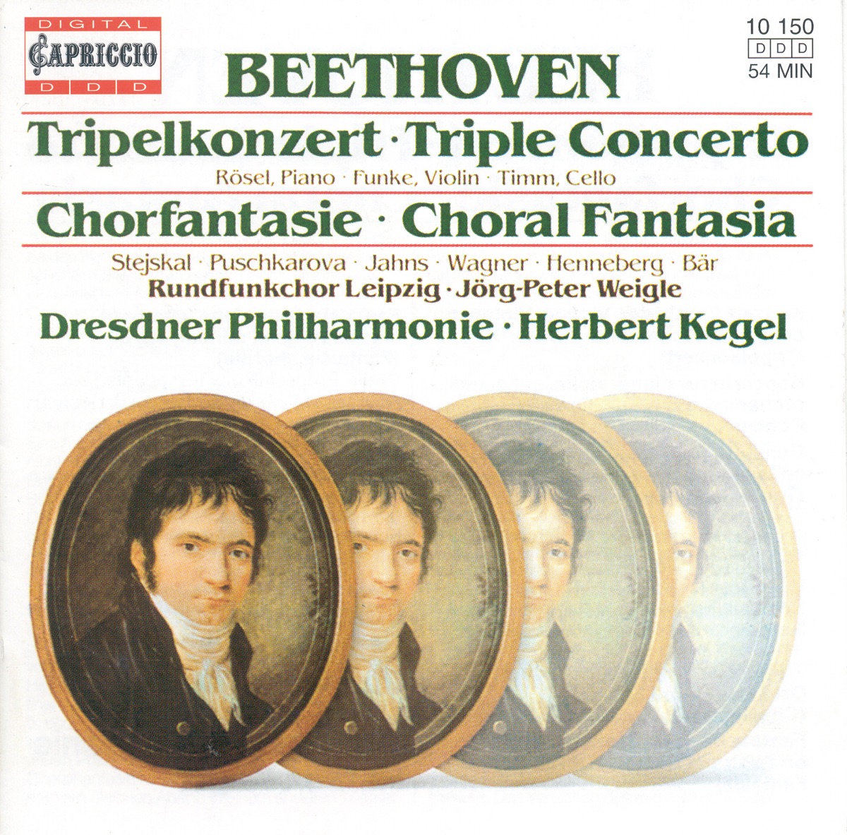 Beethoven: Triple Concerto, Choral Fantasy by Dresden Philharmonic Orchestra, Herbert Kegel, Olaf Bar, MDR Leipzig Radio Choir, Elvira Puschkarova, Annette Jahns & Matthias Henneberg album cover