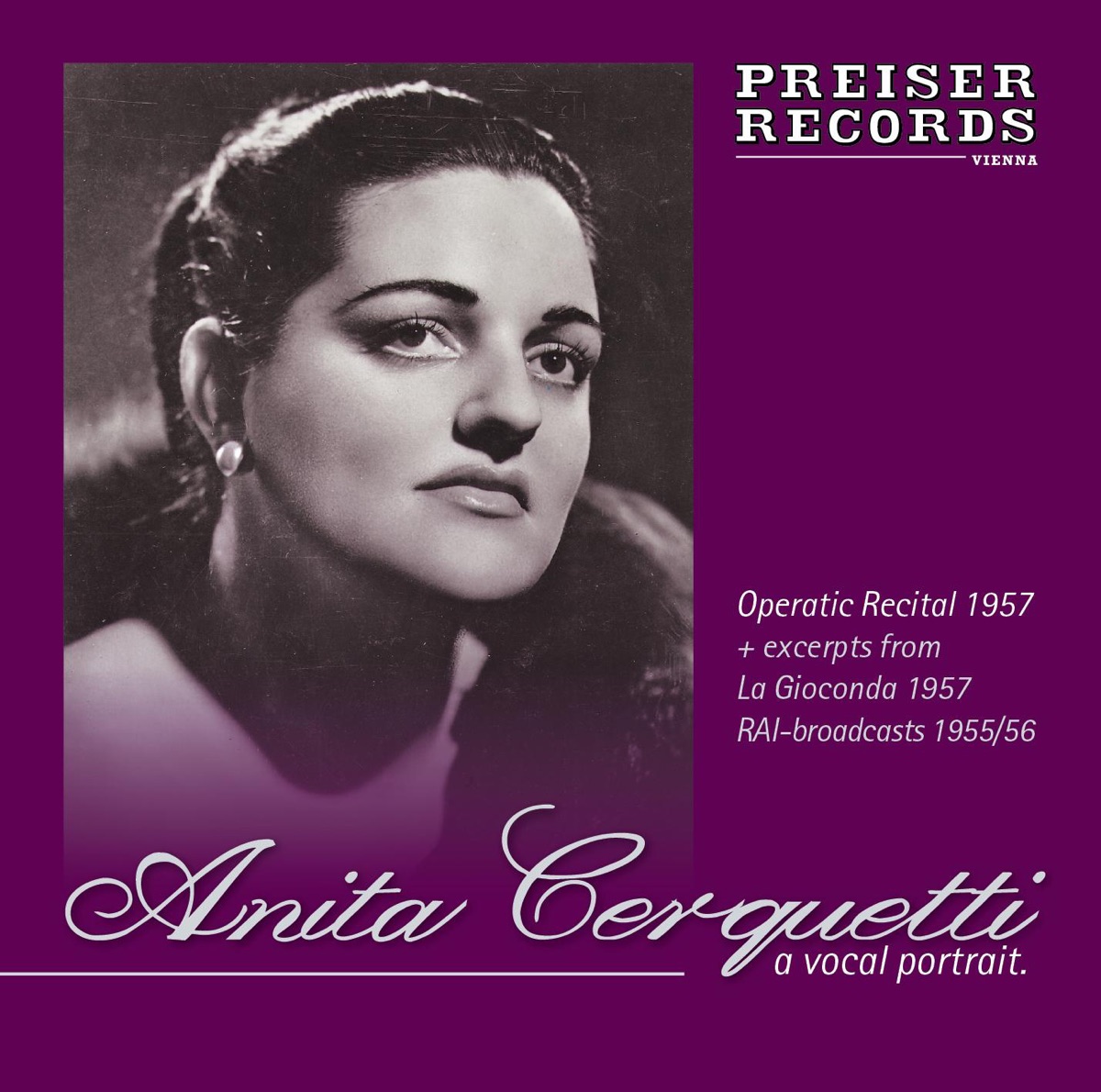 Anita Cerquetti - A Vocal Portrait by Anita Cerquetti, Orchestra of the Maggio Musicale Fiorentino, Gianandrea Gavazzeni, Mario Rossi & Orchestra sinfonica e Coro di Torino della RAI album cover