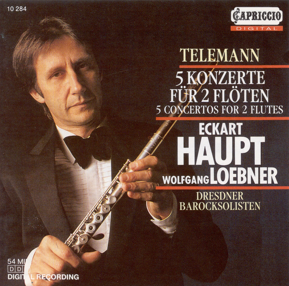 Telemann, G.P.: Concertos for 2 Flutes by Eckart Haupt, Dresden Baroque Soloists, Günter Klier, Wolfgang Loebner & Monika Rost album cover
