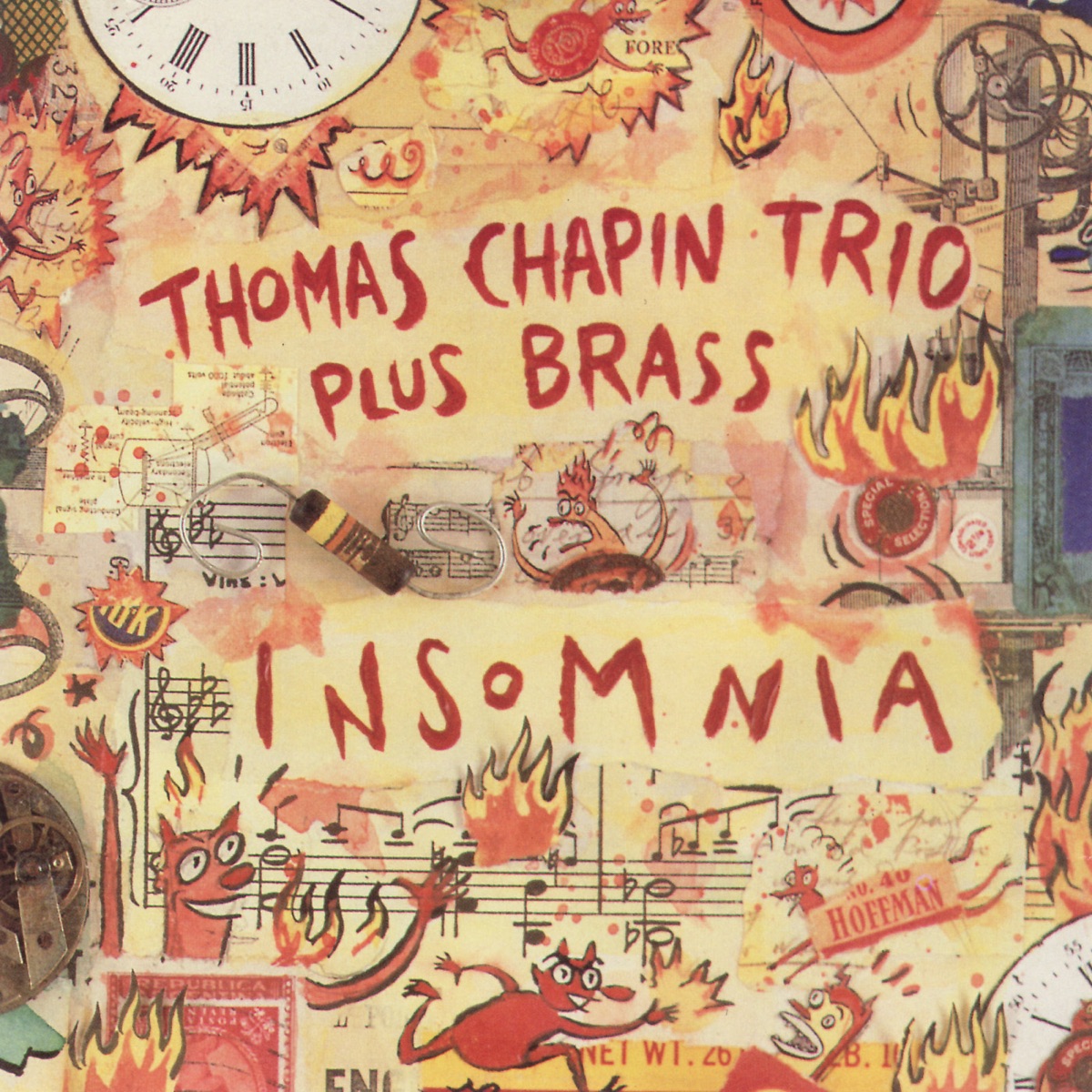 Insomnia by Al Bryant, trumpet, Curtis Fowlkes, trombone, Frank London, Mario Pavone, Mike Sarin, drums, Peter McEachern, brombone, Ray Stewart, tuba , track 3, Thomas Chapin & Thomas Chapin Trio album cover