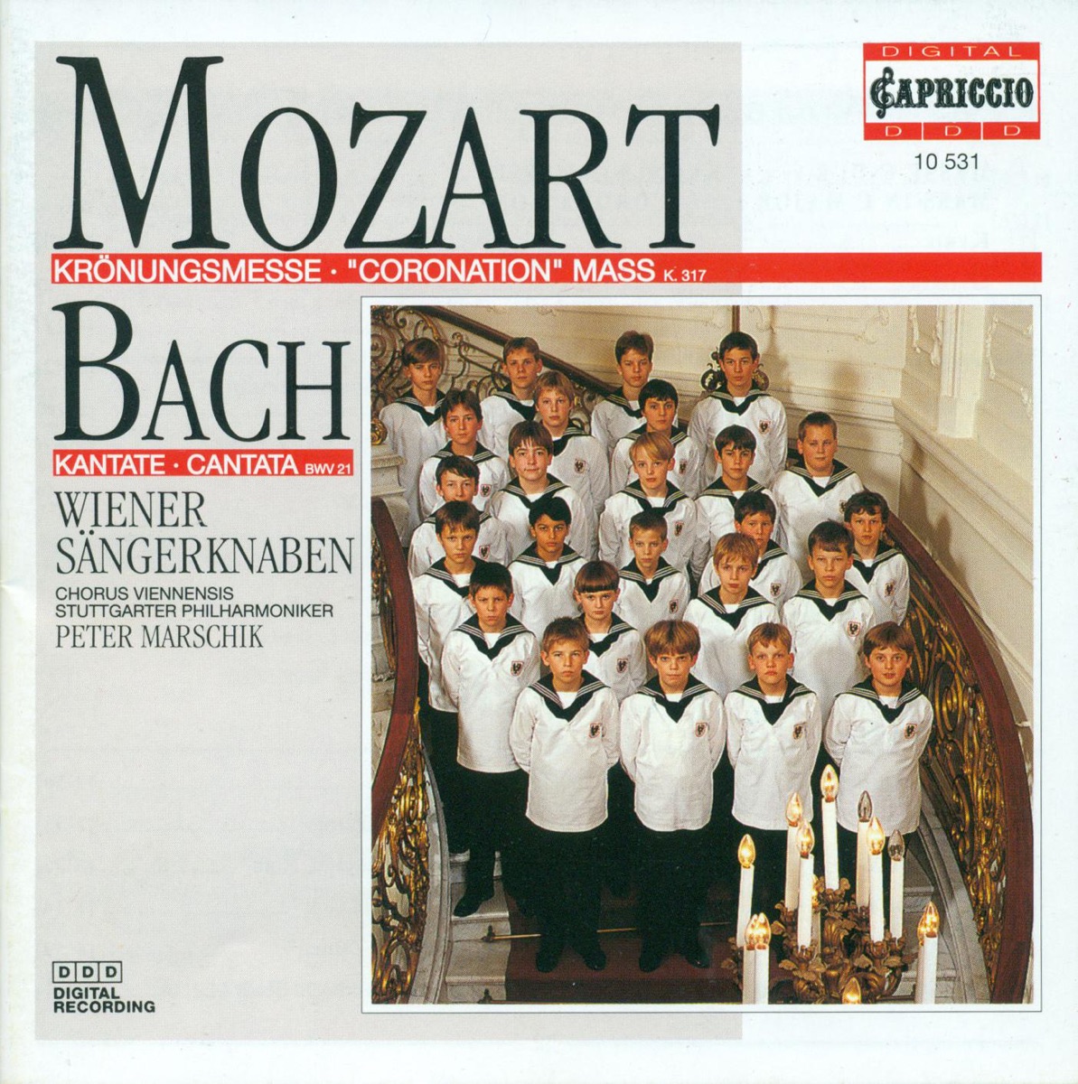 Mozart: Mass No. 16, "Coronation Mass" - Bach: Ich Hatte Viel Bekummernis by Vienna Boys' Choir, Peter Marschik & Stuttgart Philharmonic Orchestra album cover