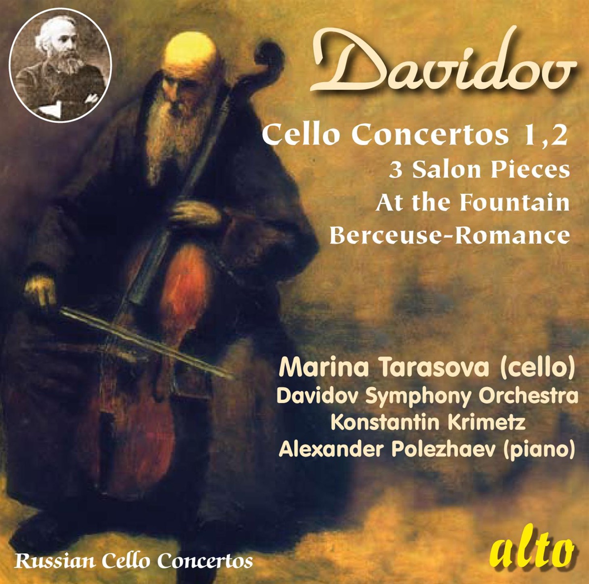 Davidov: Cello Concertos by Marina Tarasova, Alexander Polezhaev, Davydov Symphony Orchestra & Konstantin Krimetz album cover
