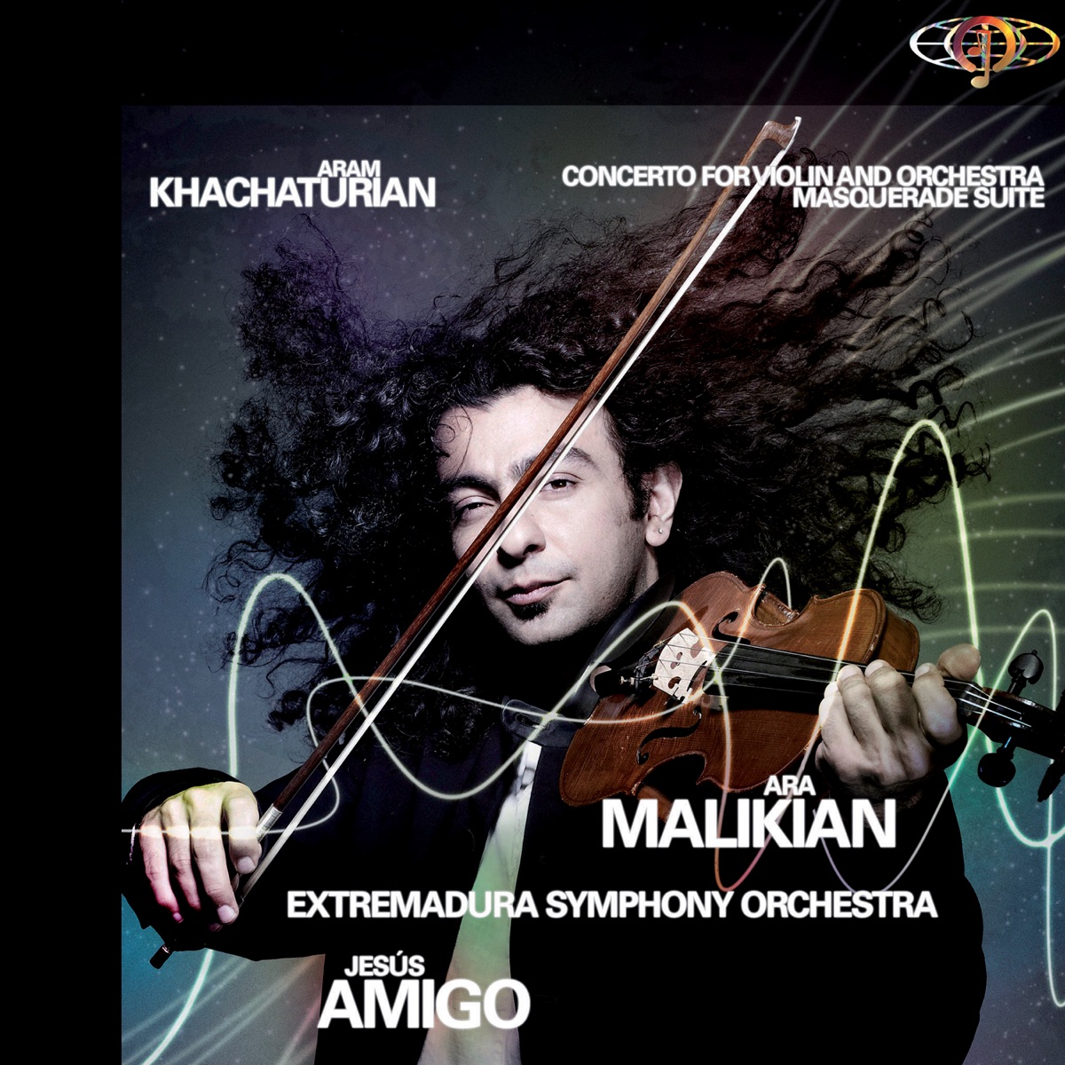 Aram Khachaturian. Violin Concerto. Masquerade Suite by Extremadura Symphony Orchestra, Ara Malikian. Jesús Amigo. Extremadura Symphony Orchestra & Jesus Amigo album cover