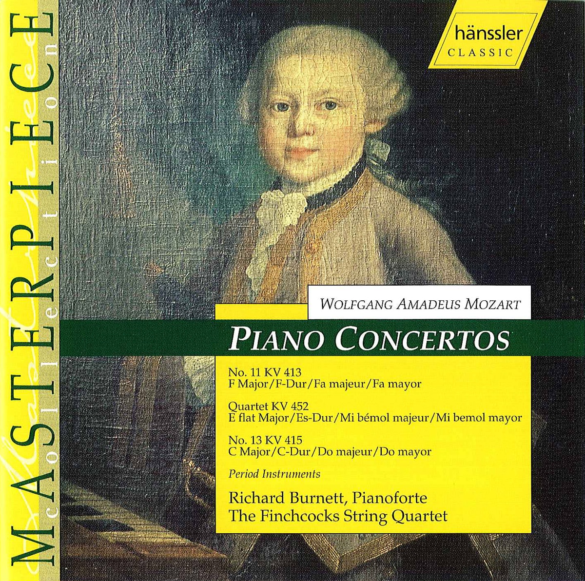 Mozart: Piano Concertos Nos. 11 and 13 by Richard Burnett & Finchcocks String Quartet album cover