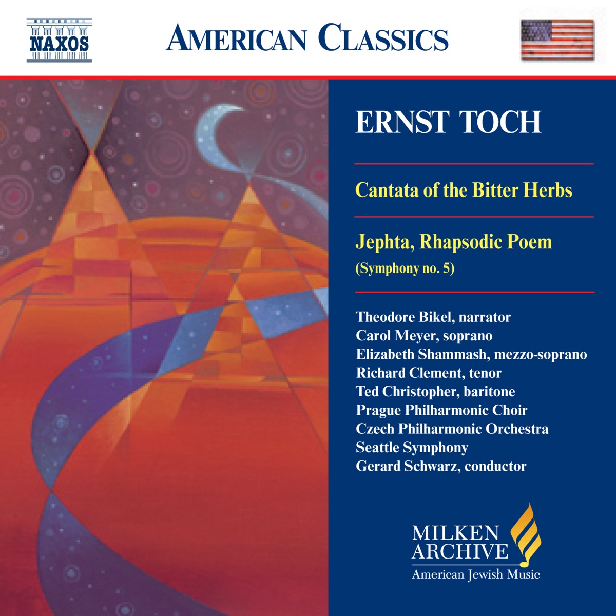 Toch: Cantata of the Bitter Herbs - Jephta by Theodore Bikel, Richard Clement, Prague Philharmonic Chorus, Ted Christopher, Elizabeth Shammash, Carol Meyer, Gerard Schwarz, Czech Philharmonic & Seattle Symphony album cover