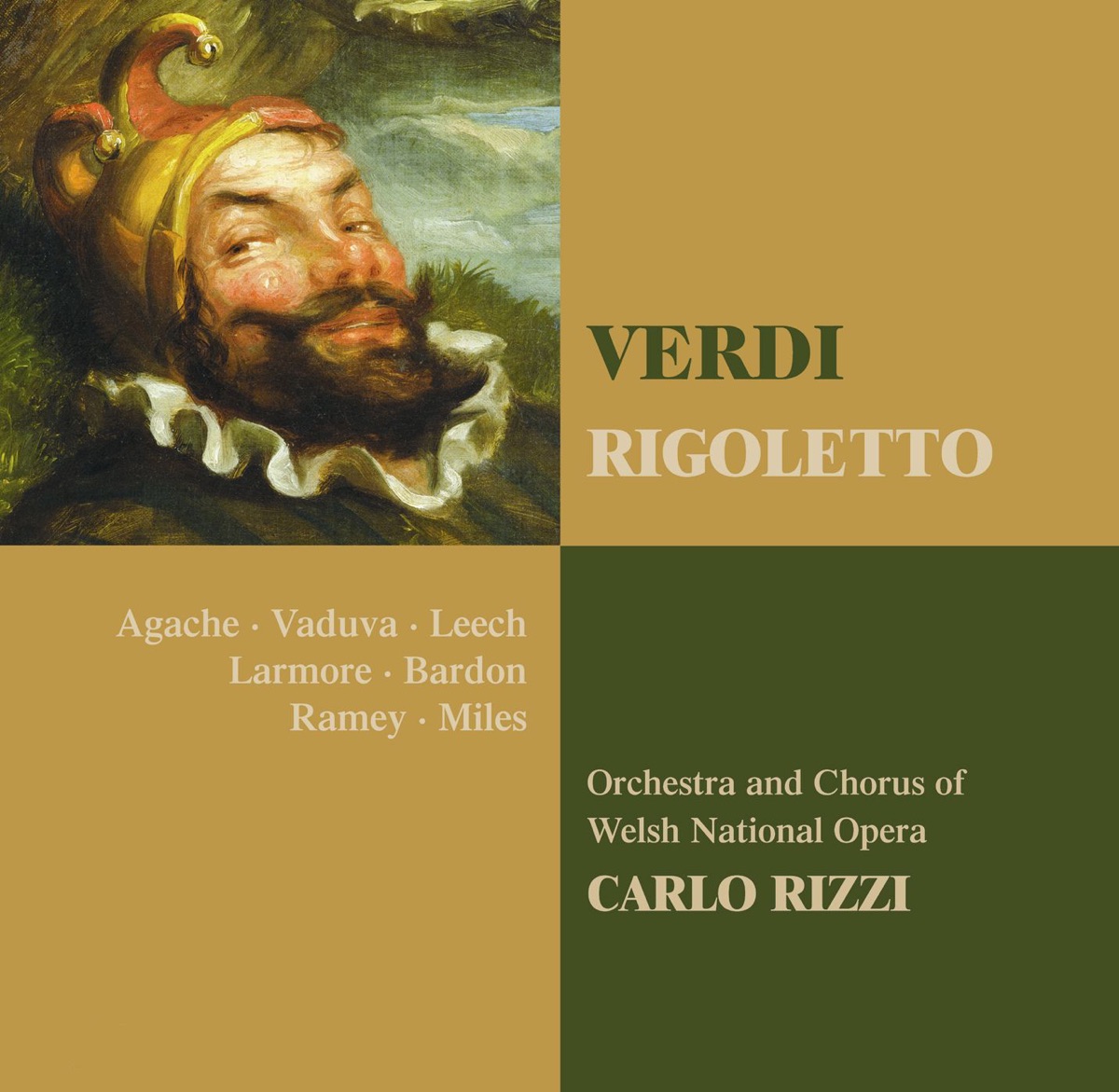 Verdi: Rigoletto by Alastair Miles, Alexandru Agache, Barry Banks, Carlo Rizzi, Chorus of Welsh National Opera, Fabrizio Visentin, Geoffrey Moses, Jennifer Larmore, Leontina Vaduva, Welsh National Opera Orchestra, Patricia Bardon, Paula Bradbury, Peter Sidhom, Rebecca Evans, Richard Leech & Samuel Ramey album cover