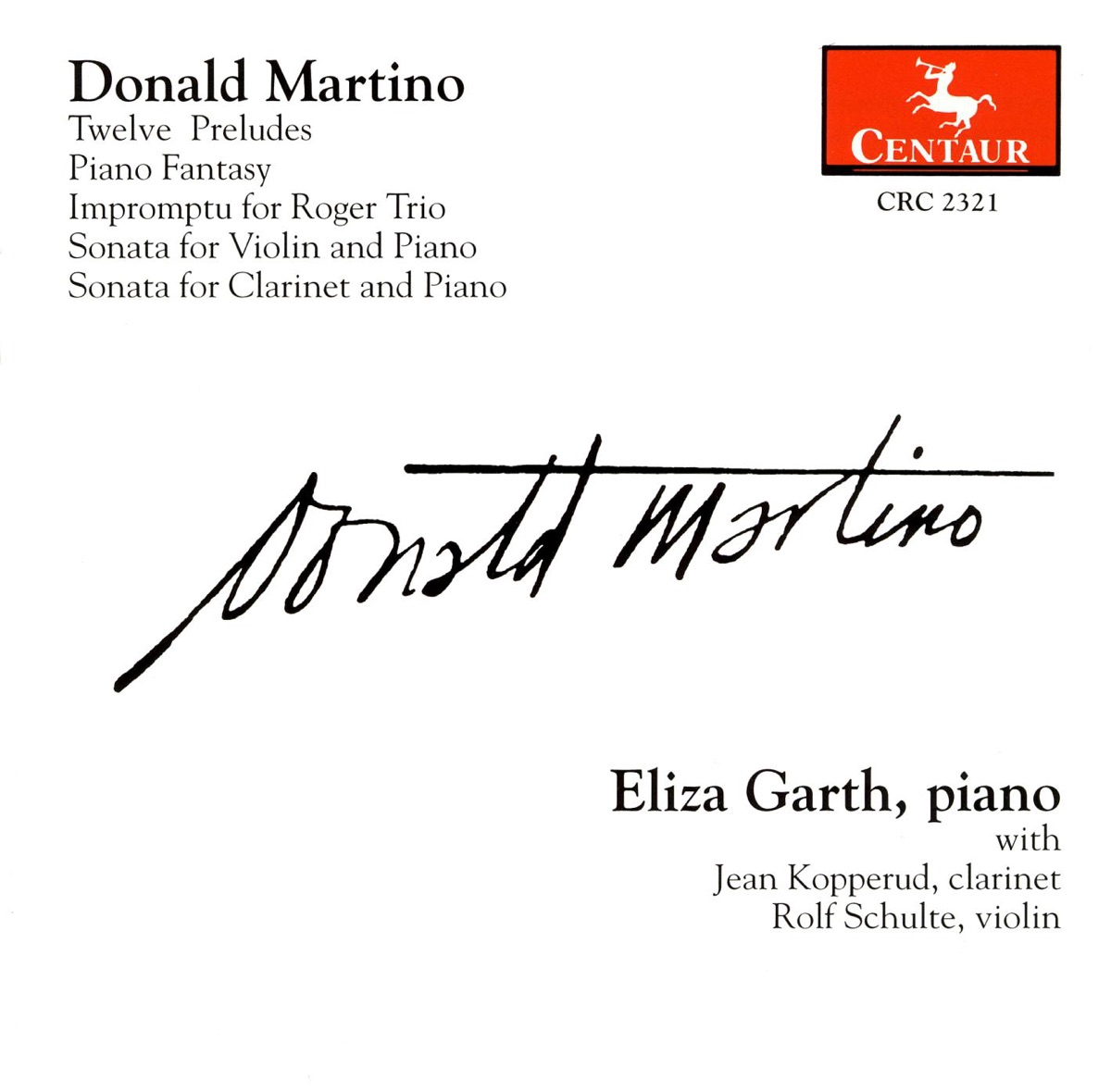 Martino, D.: Solo Piano and Chamber Works by Eliza Garth, Rolf Schulte & Jean Kopperud album cover