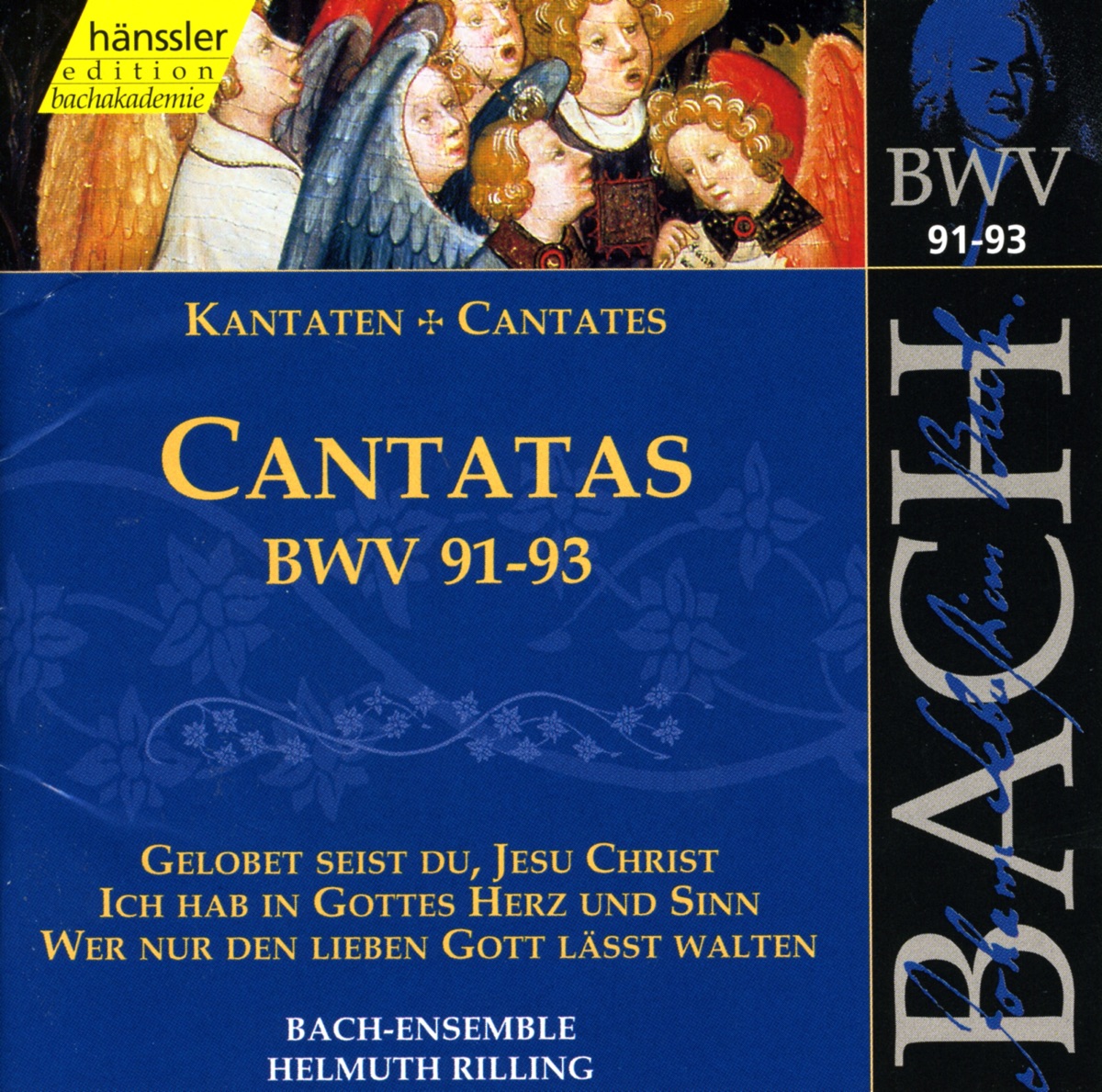 Bach, J.S.: Cantatas, Bwv 91-93 by Wolfgang Schone, Helen Watts, Adalbert Kraus, Helen Donath, Frankfurt Kantorei, Helmuth Rilling, Württemberg Chamber Orchestra Heilbronn, Arleen Auger, Gabriele Schreckenbach, Philippe Huttenlocher, Aldo Baldin, Stuttgart Bach Collegium, Ann Murray, Walter Heldwein & Gächinger Kantorei Stuttgart album cover