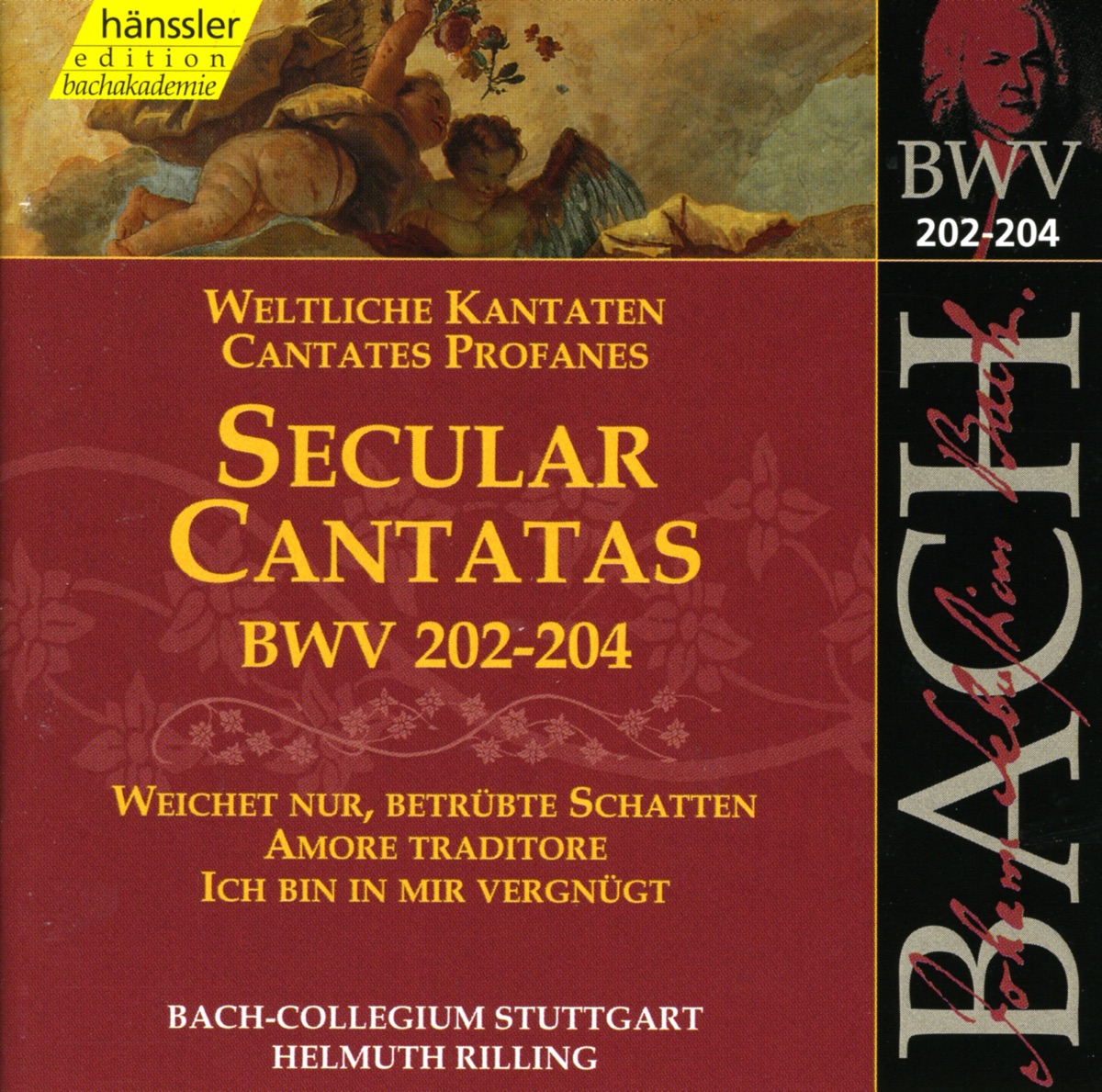 Bach, J.S.: Secular Cantatas, Bwv 202-204 by Sibylla Rubens, Helmuth Rilling, Stuttgart Bach Collegium, Michael Behringer & Dietrich Henschel album cover