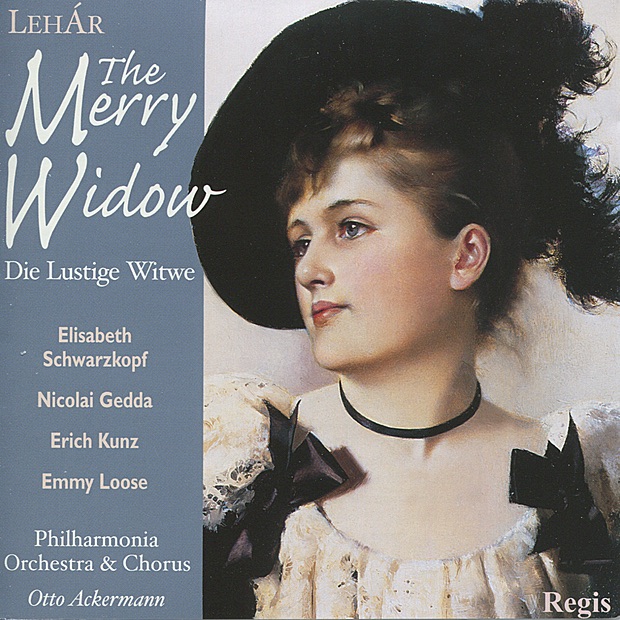 Lehár: The Merry Widow by Anton Niessner, Emmy Loose, Erich Kunz, Elisabeth Schwarzkopf, Nicolai Gedda, Otakar Kraus, Josef Schmidinger, Philharmonia Orchestra, Philharmonia Chorus & Otto Ackermann album cover