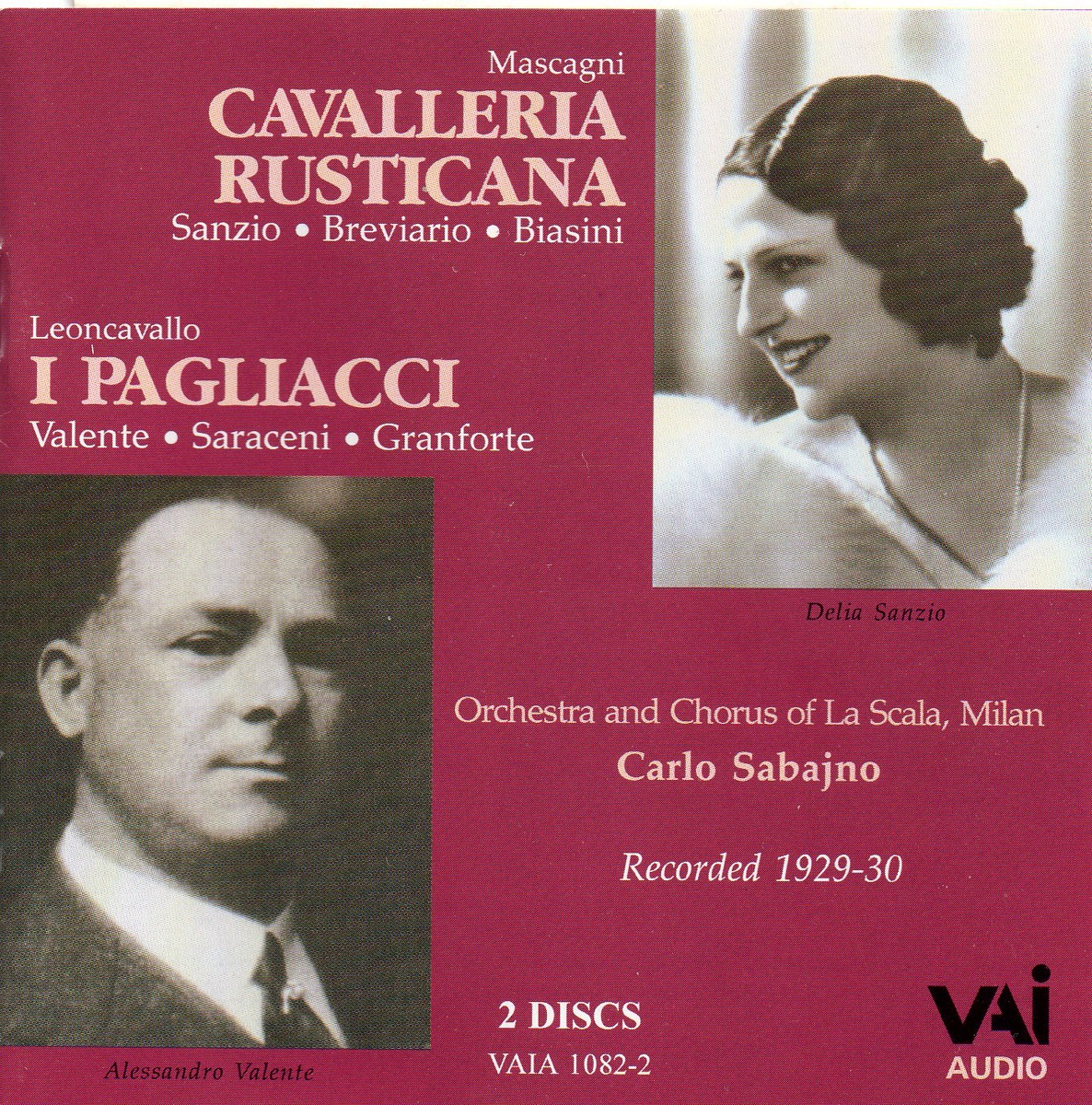 Cavalleria Rusticana - I Pagliacci (La Scala, 1929 - 30) by Giovanni Breviario, Alassandro Valente, Adelaide Saraceri, Ruggero Leoncavallo, Carlo Sabajno, Chorus of La Scala & Teatro Alla Scala Orchestra album cover