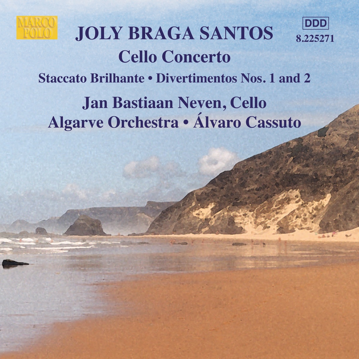 Braga Santos: Cello Concerto - Divertimentos Nos. 1 and 2 by Algarve Orchestra, Álvaro Cassuto & Jan Bastiaan Neven album cover