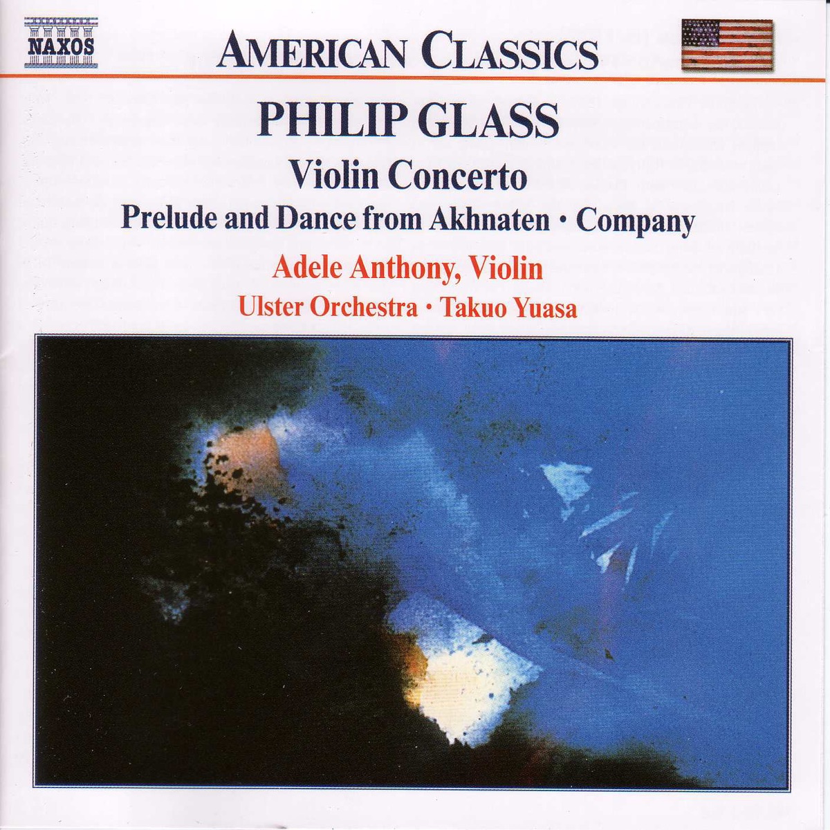 Philip Glass: Violin Concerto, Company, Prelude from Akhnaten by Takuo Yuasa, Ulster Orchestra & Adele Anthony album cover