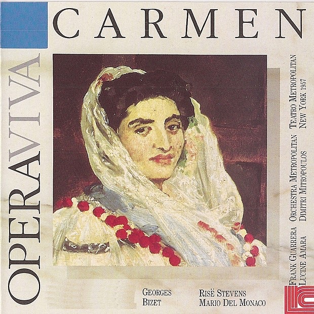 Bizet: Carmen by Risë Stevens, Mario del Monaco, Frank Guarrera, The Metropolitan Opera Orchestra, The Metropolitan Opera Chorus & Dimitri Mitropoulos album cover