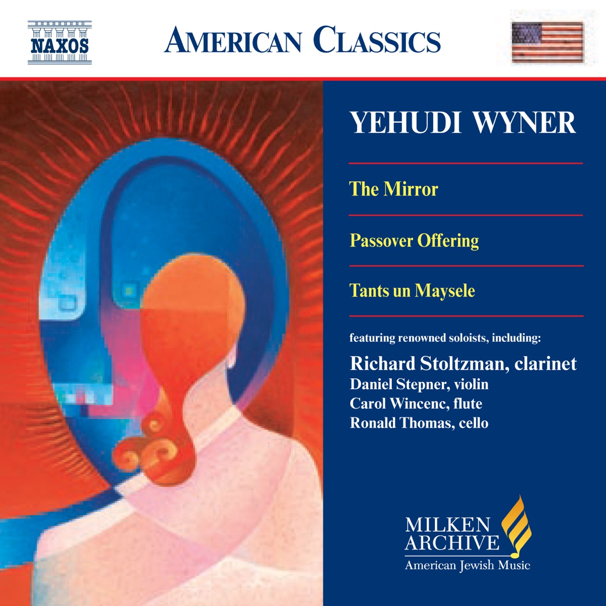 Wyner: Mirror (The) - Passover Offering - Tants un Maysele by Daniel Stepner, Matthew Kirchner, Richard Stoltzman, James Guttmann, Robert Schulz, Carol Meyer, Yehudi Wyner, Judi Brown Kirchner, Richard Lalli, Carol Wincenc, David Taylor, Ronald Thomas, Bruce Creditor & Jennifer Langham album cover