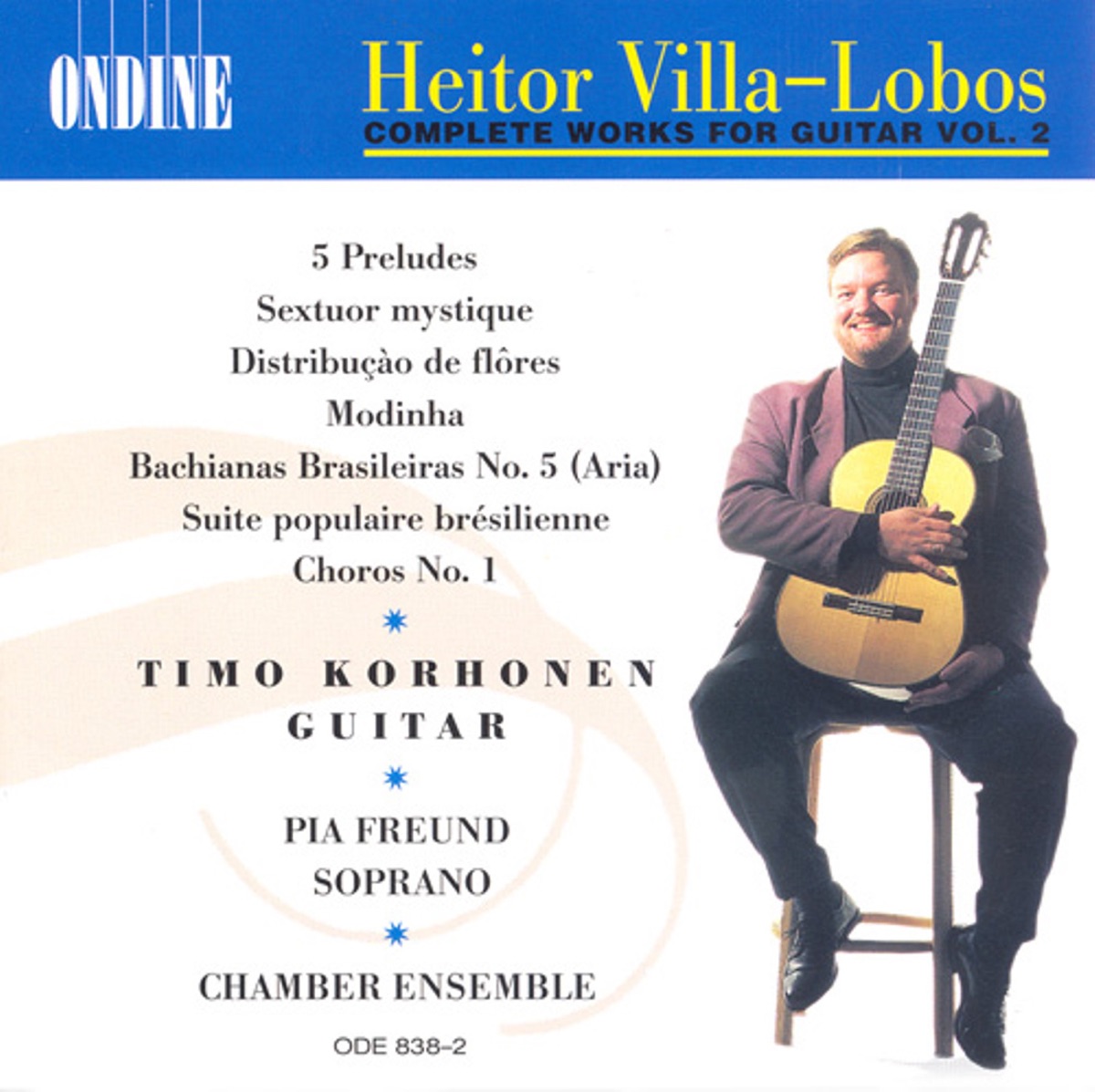 Villa-Lobos, H.: Guitar Music (Complete), Vol. 2 by Timo Korhonen, Jouko Laivuori, Hannu Lehtonen, Ilpo Mansnerus, Jorma Valjakka, Anni Kuusimäki & Pia Freund album cover