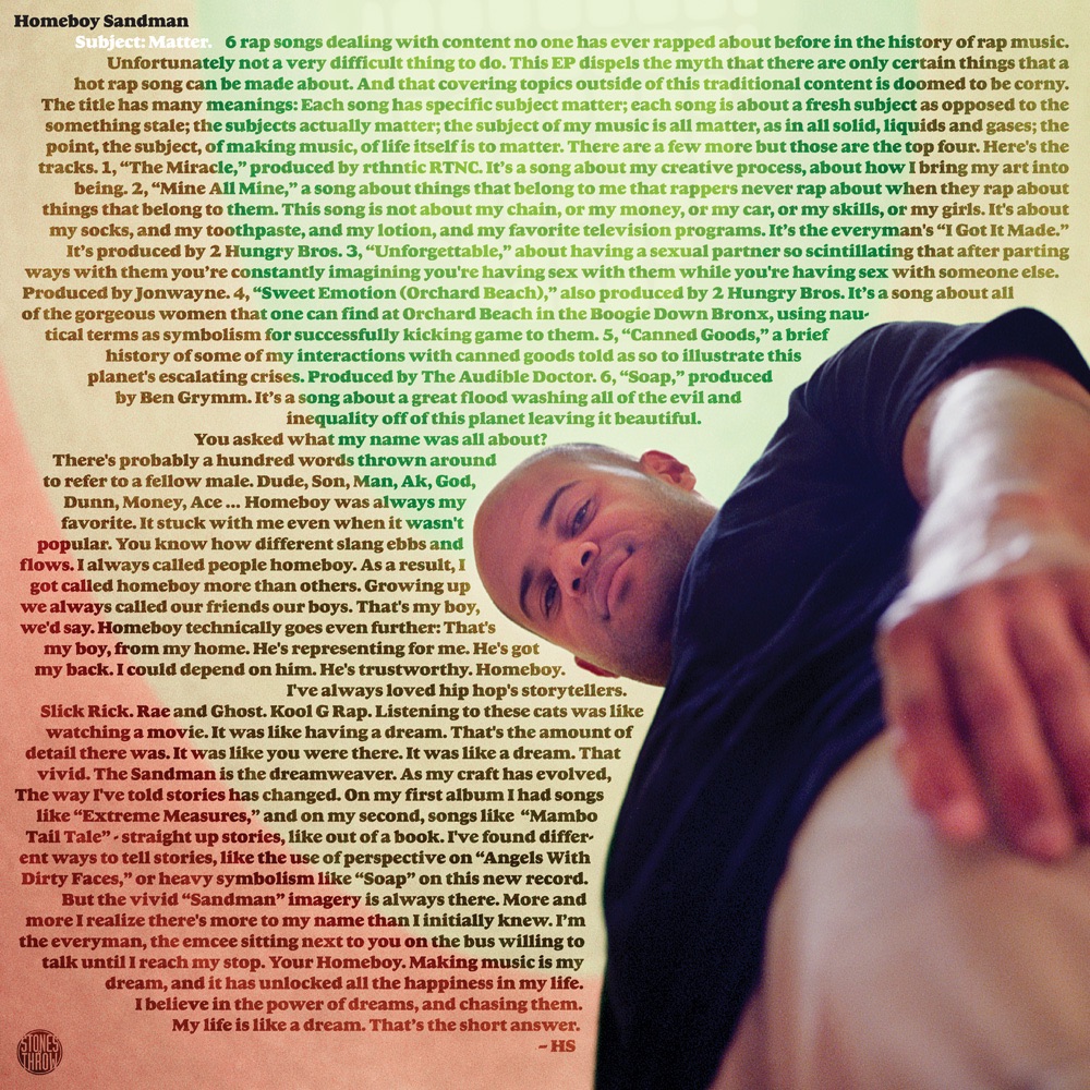 Subject: Matter - EP by Homeboy Sandman album cover