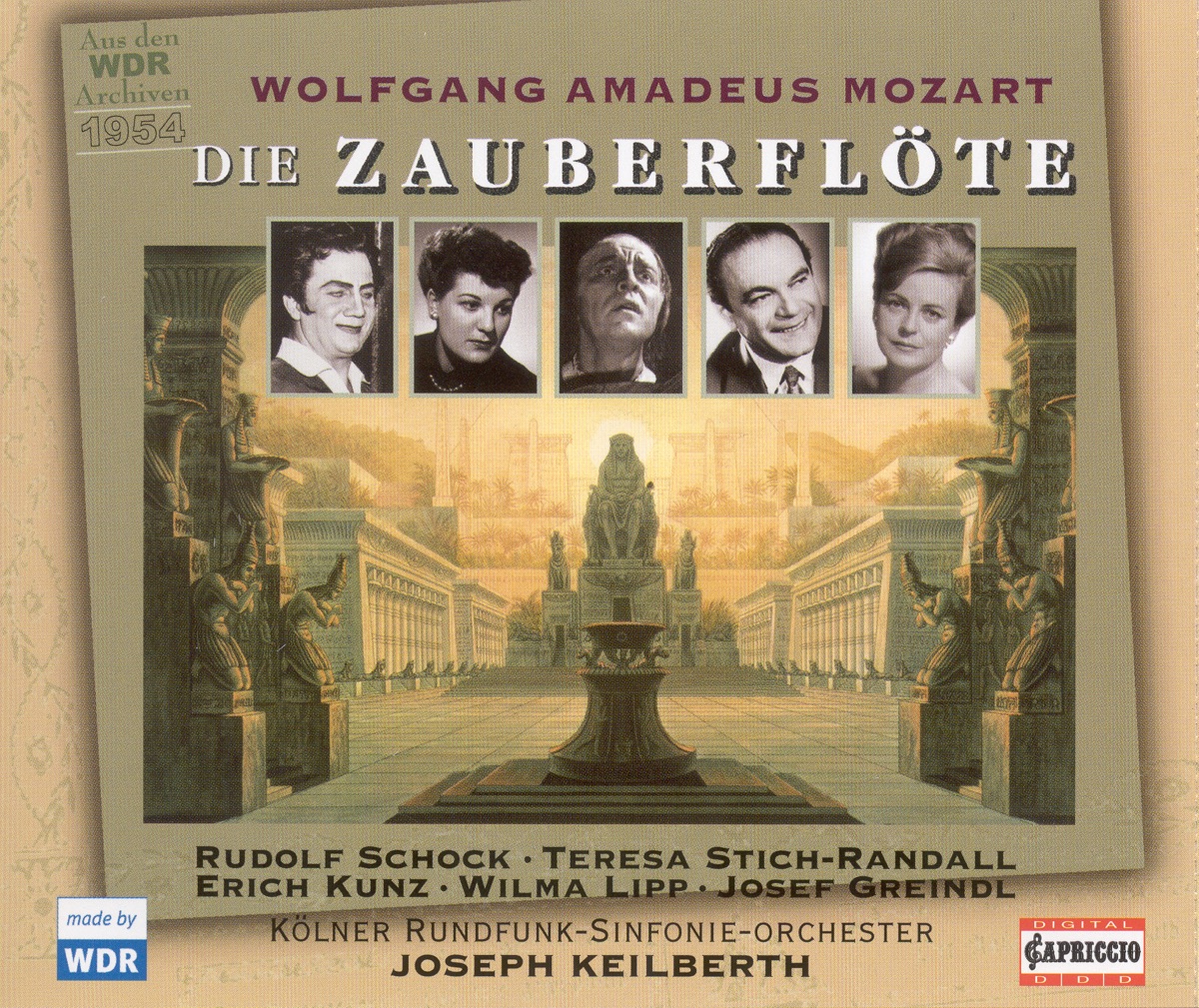 Mozart, W.A.: Magic Flute (The) [Opera] by Gisela Litz, Peter Esser, Joseph Keilberth, Horst Otto Rainer, Erich Kunz, Kurt Lieck, Hans Hotter, Käthe Möller-Siepermann, Kurt Marschner, Hermann Thimig, Hilla Oppel, Kristina Sert, Hanna Ludwig, Teresa Stich-Randall, Annelies Kupper, Wilhelm Lückert, Cologne Radio Symphony Orchestra, Wilma Lipp, Rudolf Schock, Elisabeth Lindermeier, Josef Greindl, Cologne Radio Chorus & Walter Kreppel album cover