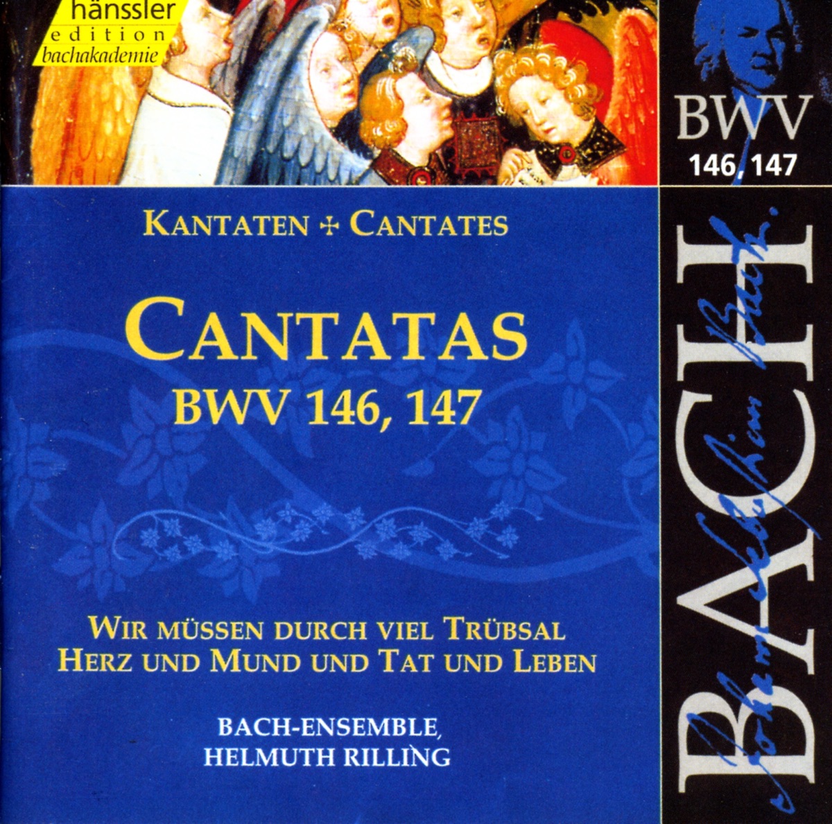 Bach, J.S.: Cantatas, Bwv 146-147 by Marga Hoffgen, Kurt Equiluz, Helen Donath, Hanns-Friedrich Kunz, Gächinger Kantorei Stuttgart, Helmuth Rilling, Stuttgart Bach Collegium, Wolfgang Schone, Arleen Auger, Helen Watts & Frankfurt Kantorei album cover