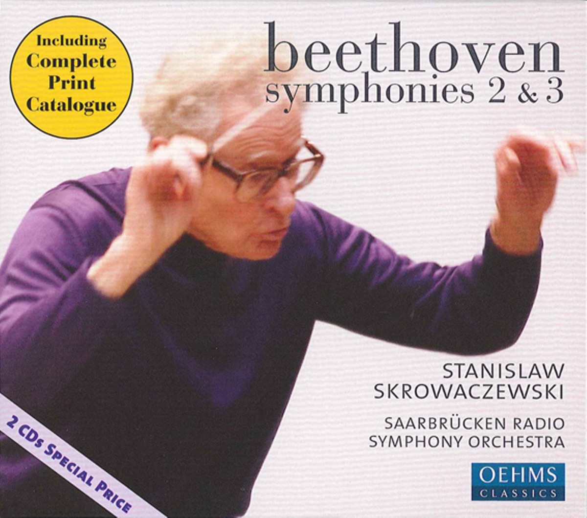 Beethoven, L. van: Symphonies Nos. 2 and 3, "Eroica" by Saarbrucken Radio Symphony Orchestra & Stanisław Skrowaczewski album cover