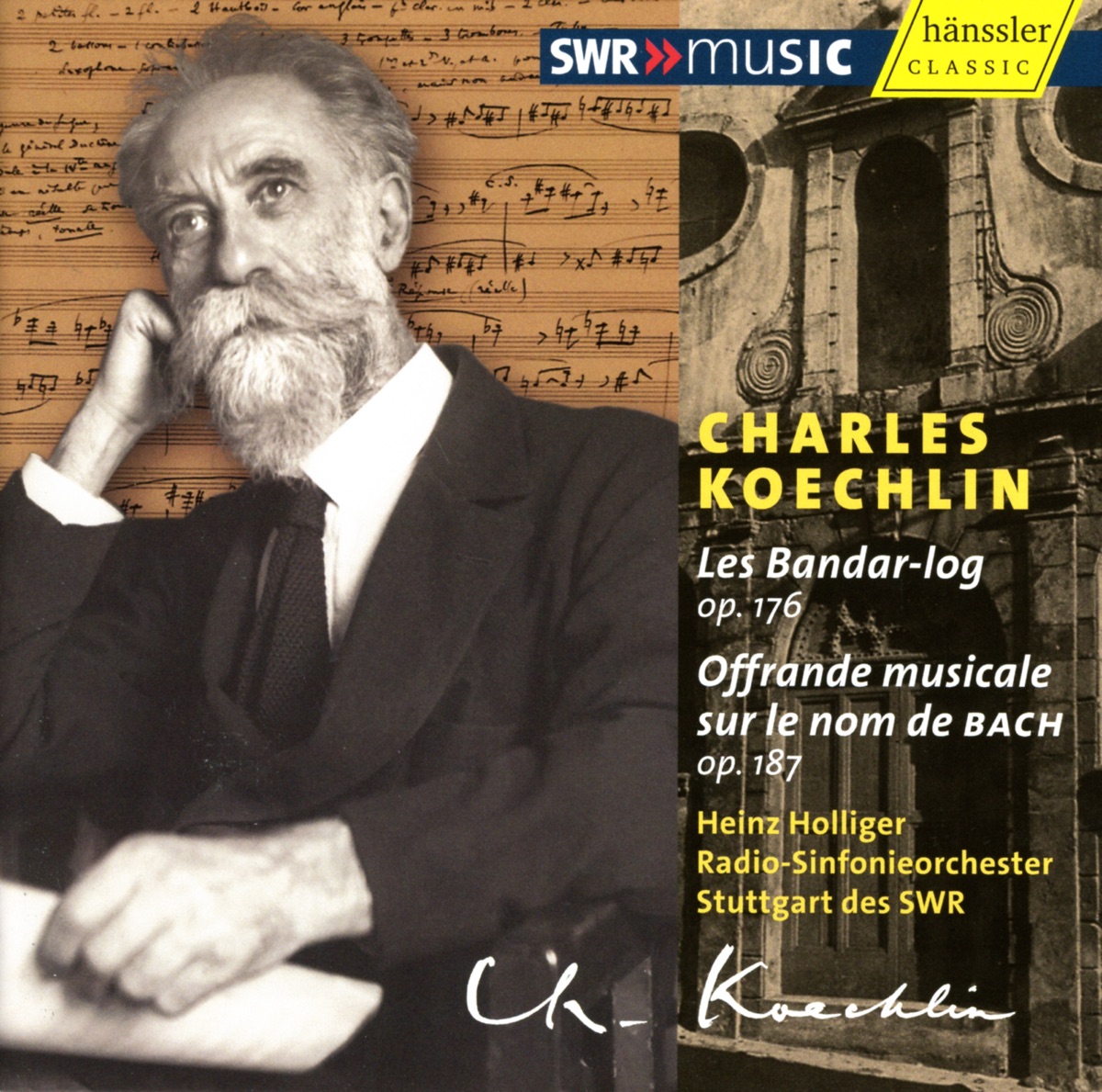 Koechlin, C.: Offrande Musical Sur Le Nom de Bach - Les Bandar-Log by Heinz Holliger, South West German Radio Symphony Orchestra, Bernard Haas, Michael Korstick & Christine Simonin album cover