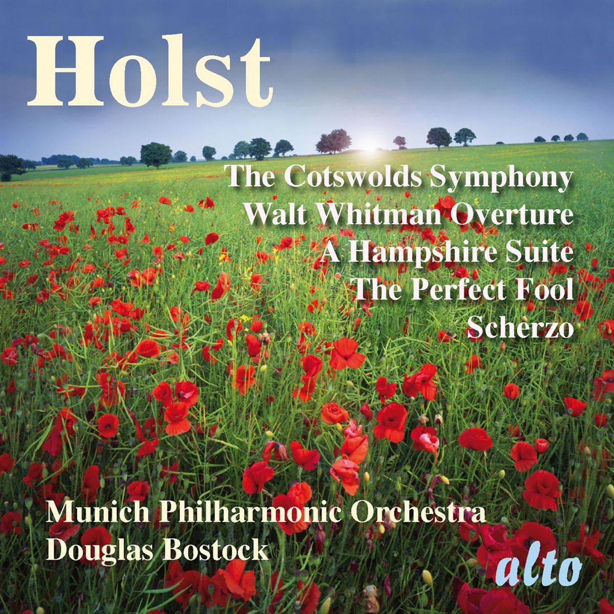 Holst: Cotswolds Symphony, Walt Whitman Overture, and Others by Douglas Bostock & Munich Symphony Orchestra album cover