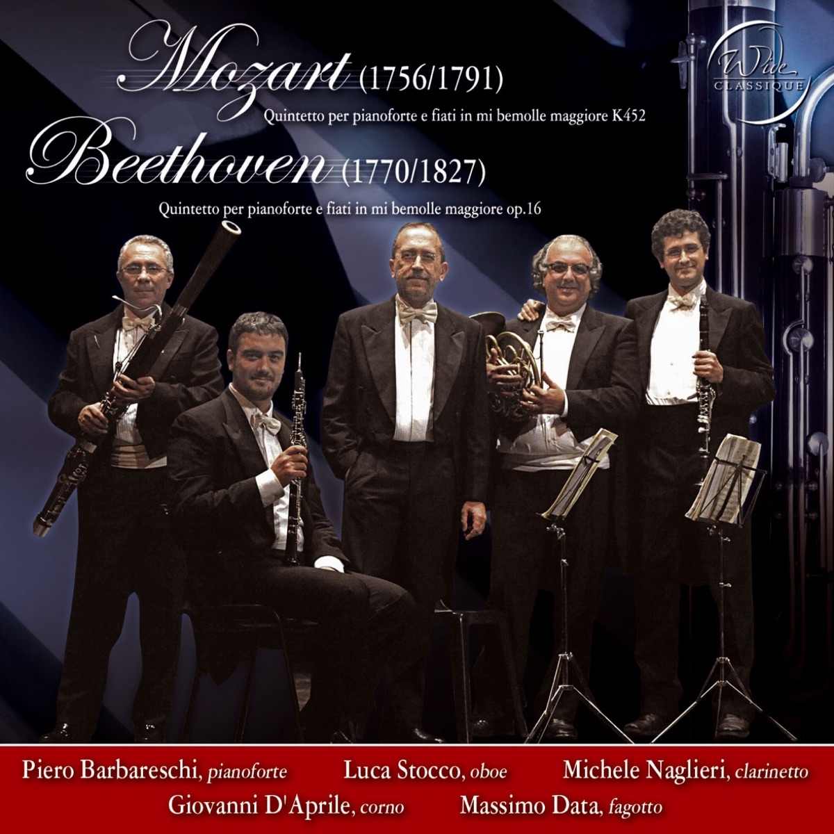 Mozart & Beethoven: Quintetti per pianoforte e fiati by Piero Barbareschi, Luca Stocco, Michele Naglieri, Giovanni D'Aprile & Massimo Data album cover