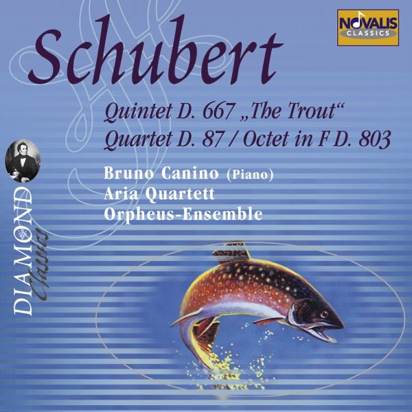 Schubert: Quintet, D. 667, Op. 114 the Trout, Quartet No. 10, D. 87, Op. 125. 1 & Octet in F, D. 803, Op. 166 by Bruno Canino, Aria Quartett, Franco Petracchi & Orpheus Ensemble Bern album cover