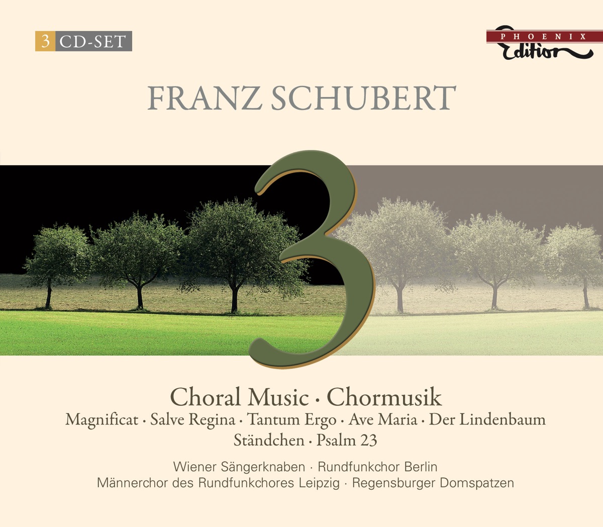 Schubert, F.: Choral Music by Rundfunk-Sinfonieorchester Berlin, Dietrich Knothe, Peter Schreier, Berlin Radio Choir, Walton Grönroos, Gabriele Schreckenbach, Marcus Creed, Celina Lindsley, Werner Hollweg, RIAS Kammerchor, Helmuth Froschauer, Cologne Radio Orchestra, Vienna Boys' Choir, David Cordier, Ekkehard Wagner, Gisela Fetting, Astrid Pilzecker, Manfred Schmieder, Bernd Casper, Karin Pohl, Brigitte Domhardt, Claudia Graswurm, Magdalena Hajossyova, Roland Büchner, Regensburg Cathedral Choir, Vienna Academy Orchestra, Hugo Distler Choir, Martin Haselbock, Berlin Radio Chorus (male section), Cologne West German Radio Orchestra, Cologne West German Radio Chorus, Berlin Soloists, Neue Orchester, Cologne Musicus Choir, Christoph Spering, Berlin Radio Chorus (female section), Leipzig Radio Chorus, male section, Jorg-Peter Weigle, Dieter Fokel, Michael Schoppe, Gerhard Meyer, Wolfgang Stahl, Carl Maria von Weber Men's Choir, Berlin, Andreas Wiedermann, Cologne Radio Chorus, male section, Heinz Walter Florin & Michael Troster album cover
